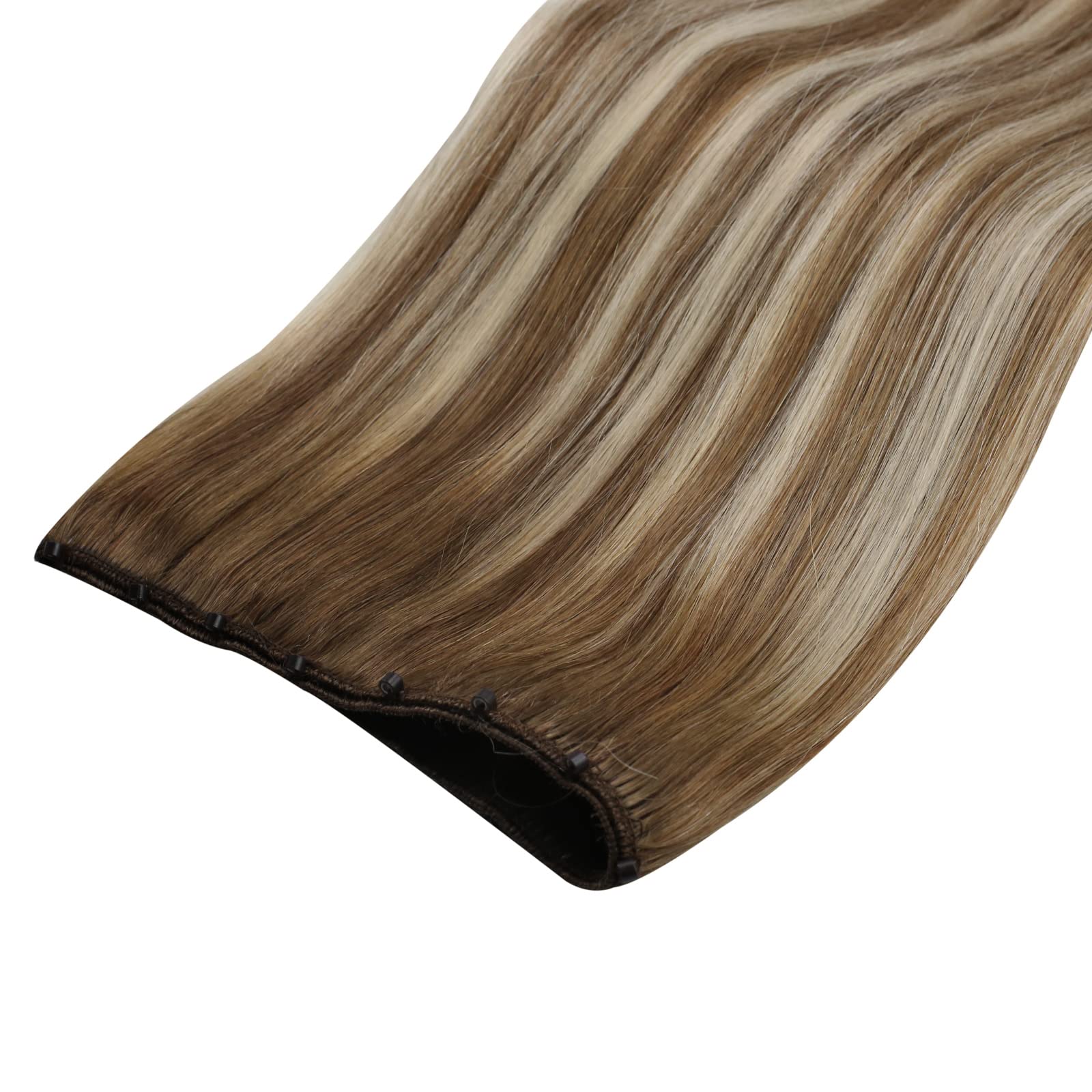 Sunny Beaded Weft Hair Extensions Medium Brown Ombre Blonde Micro Weft Hair Extensions Human Hair Ombre Brown EZE Weft Human Hai