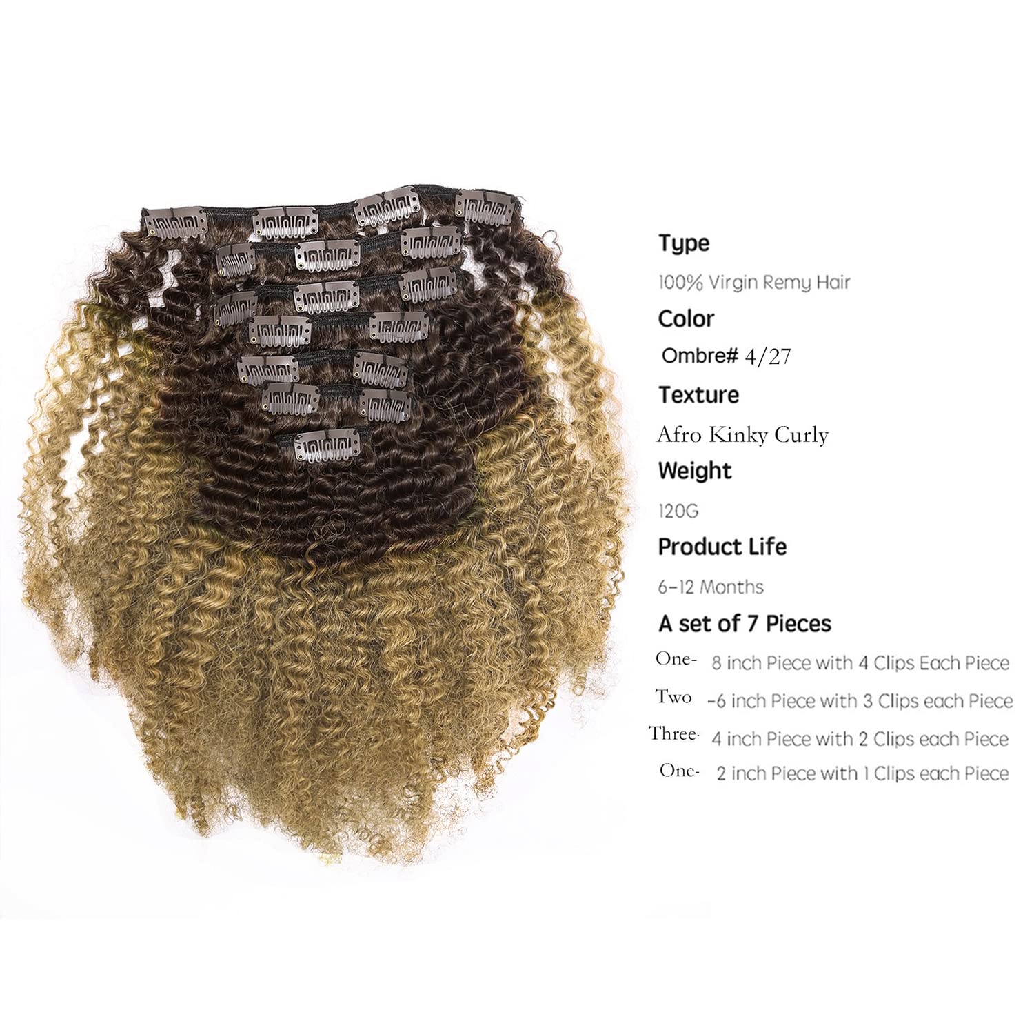 Lacer Hair Afro Kinky Curly Clip In Human Remy Hair Extensions Brazilian Curly Clips Hair Extensions 4B 4C 8A Virgin Thick Natur