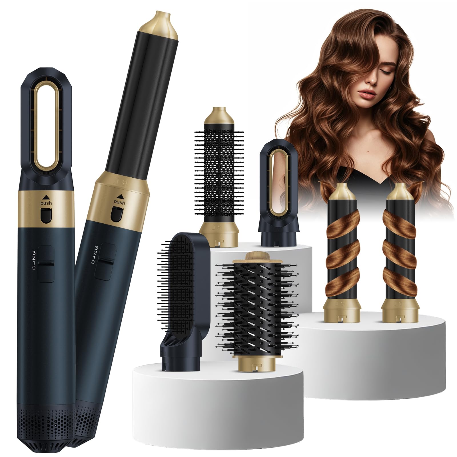 6 in 1 Airstyler, Bwaliffury Multi Hair Styler Dryer Brush, 1000W Hairstyler, Automatic Curling Iron, Ceramic Technology, Profes
