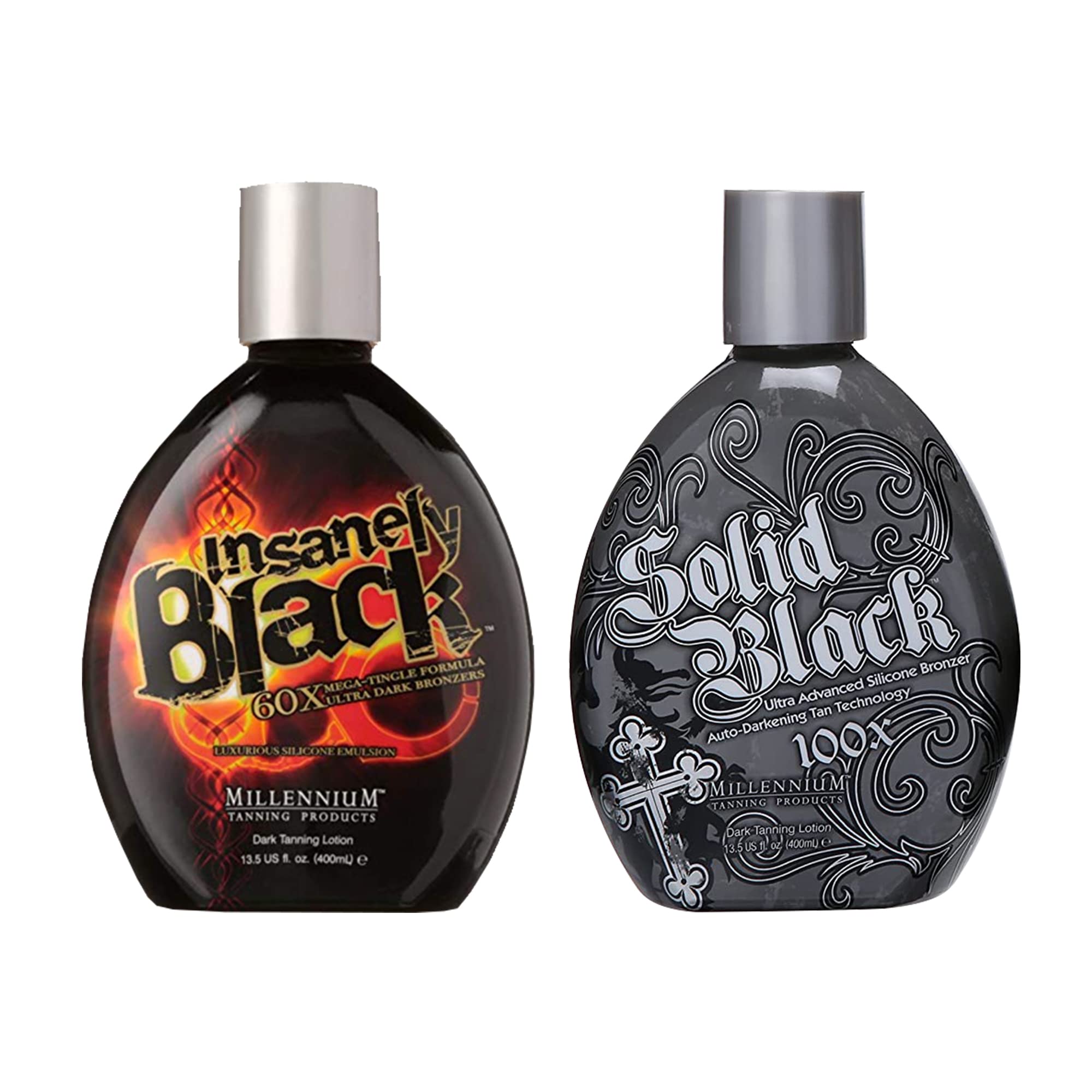 Millennium Tanning Products, Solid Black 100x (135 oz) and Insanely Black 60x (135 oz)