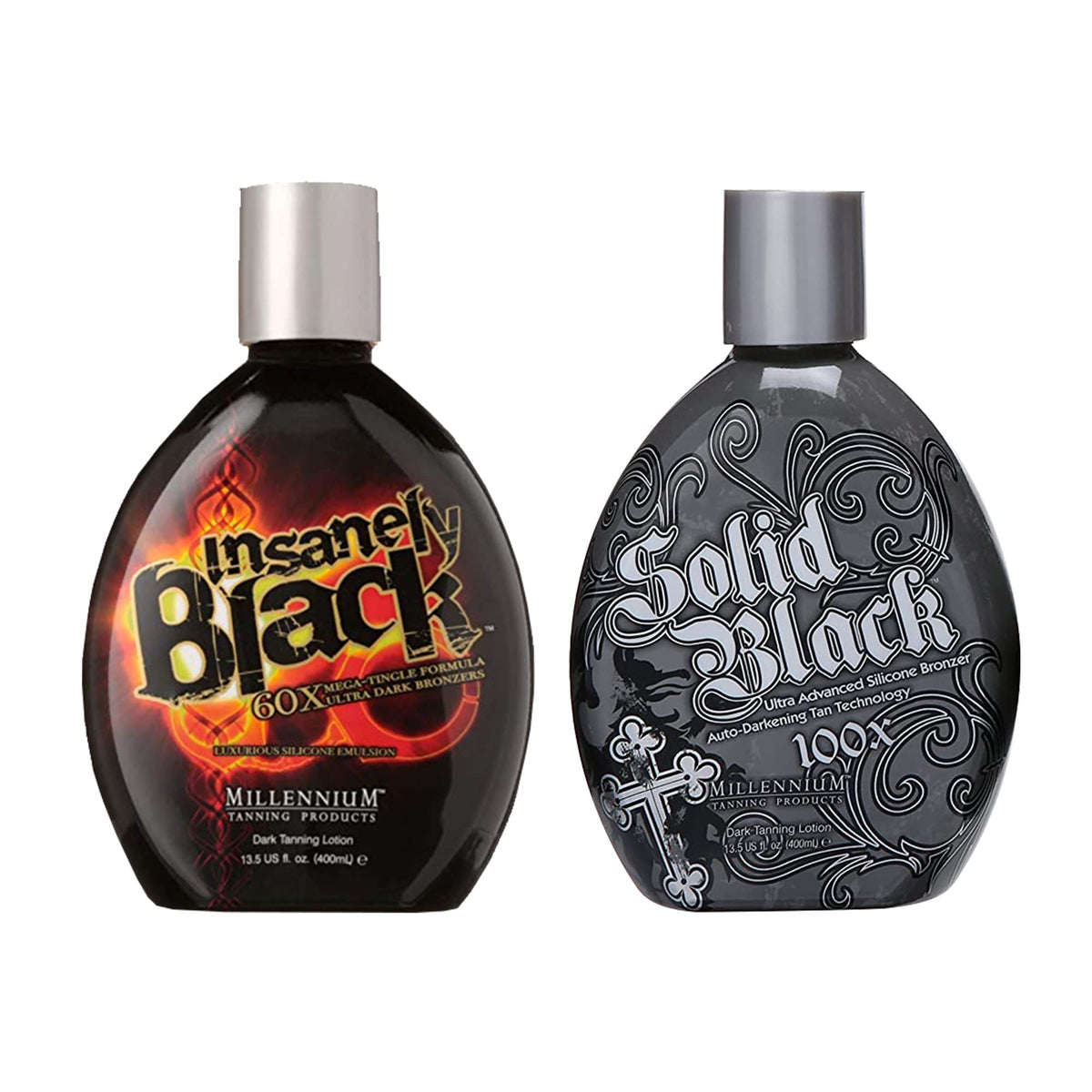 Millennium Tanning Products, Solid Black 100x (135 oz) and Insanely Black 60x (135 oz)