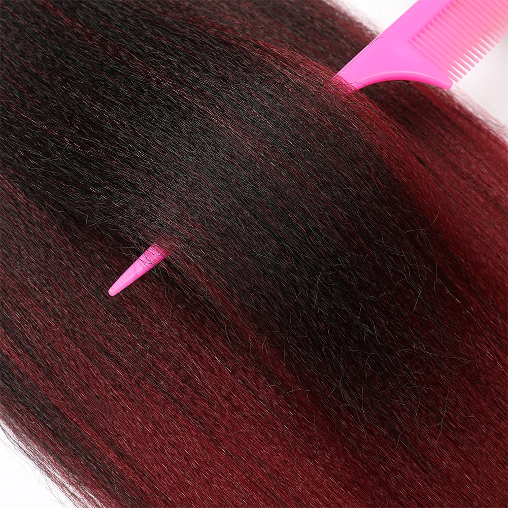 Pre-Stretched Braiding Hair Extension Ombre Black To Burgundy Professional Crochet Braiding Hair 20 Inch 8 Packs Hot Water Setti