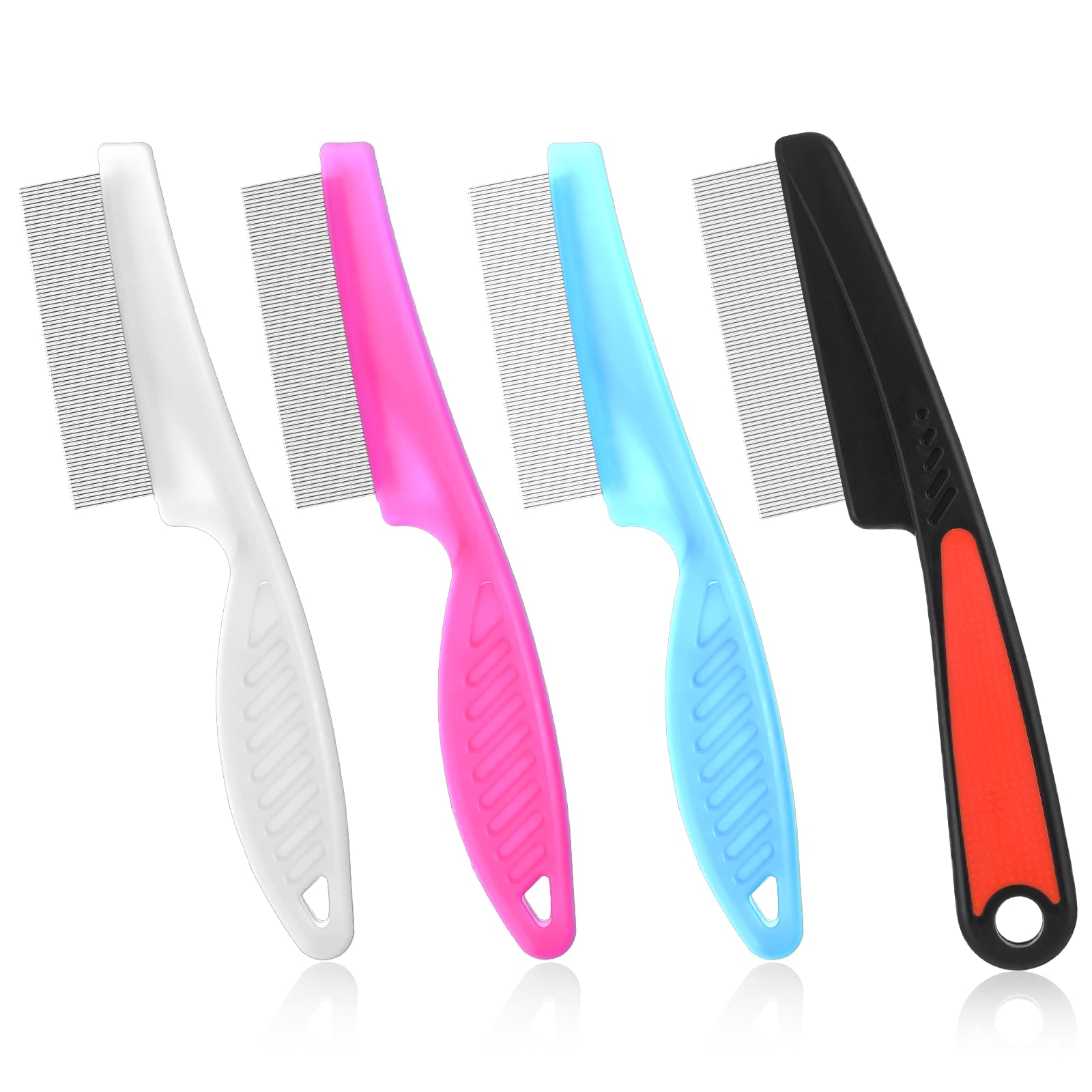 HHJZHII 4 Pcs Stainless Steel Dandruff Comb, Fine Tooth Hair Combs Metal LiceCombs Dandruff Remover Scalp Combs Professional Pso