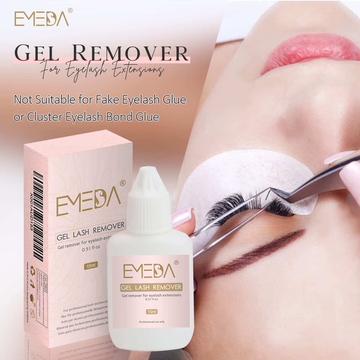 EMEDA Eyelash Extension Remover Gel Not for Clusters Glue 15ml Quickly Dissolves Powerful Lash Extension Glue Professional Remov