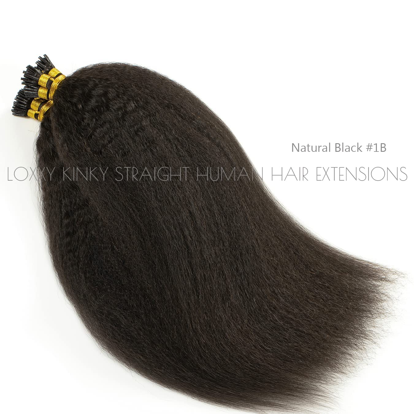 Loxxy I Tip Extensions Human Hair 22 Inch Kinky Straight Long Black Hair Extensions For Salon Brazilian Virgin Hair Pure 50Grams