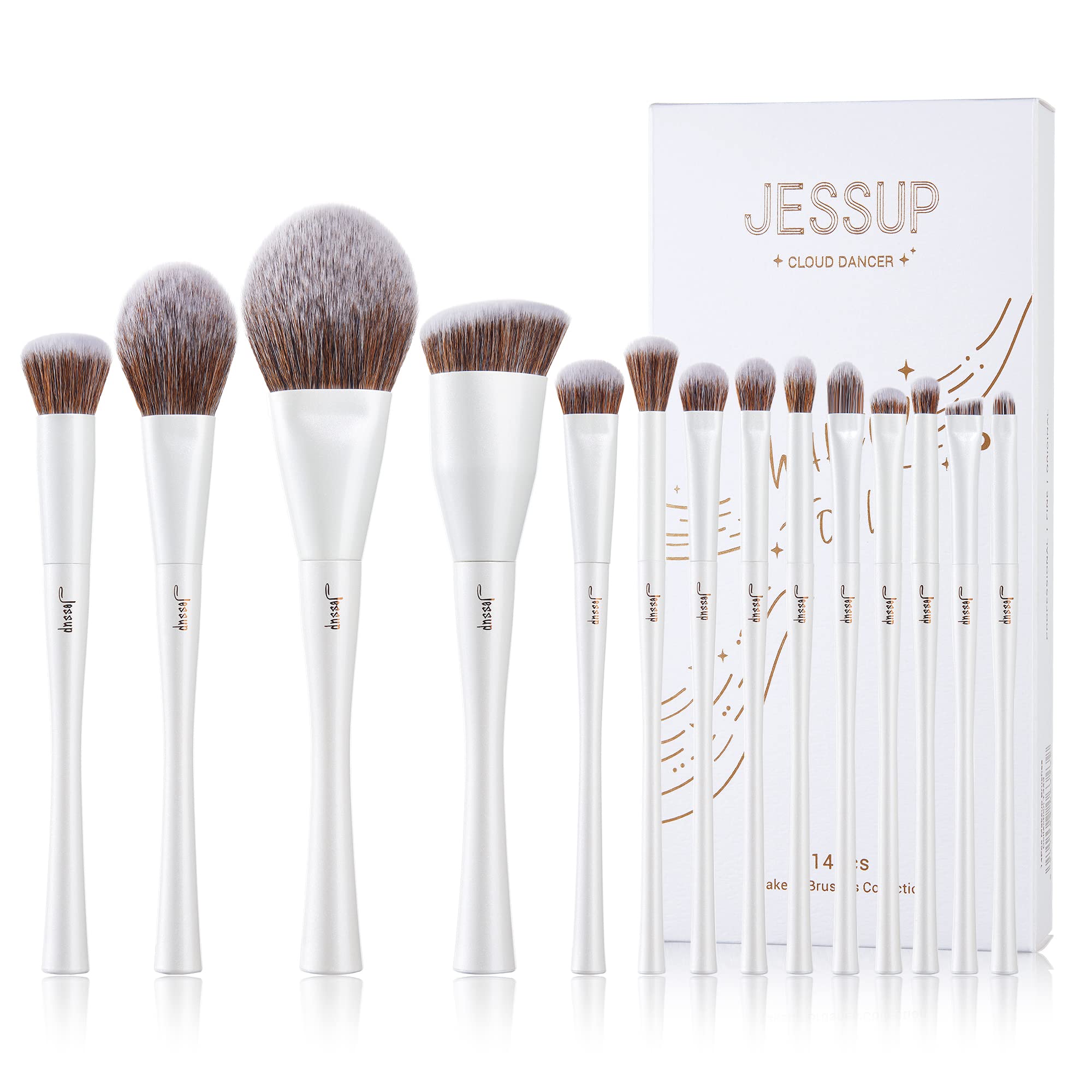 Jessup Makeup Brushes Set 14Pcs Make Up Brushes Premium Synthetic Foundation Concealer Blush Contour Powder Eye Shadow Blending