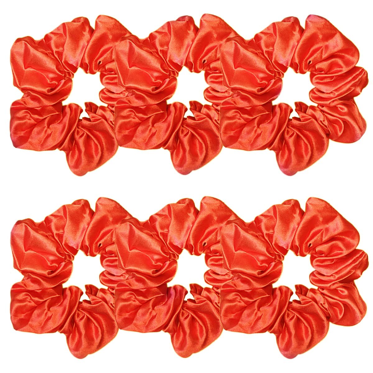 6 Pcs Satin Silk Hair Scrunchies - Soft Hair Ties, Fashion Bands, Bows, Ropes, Elastic Bracelets, Ponytail Holders for Women and
