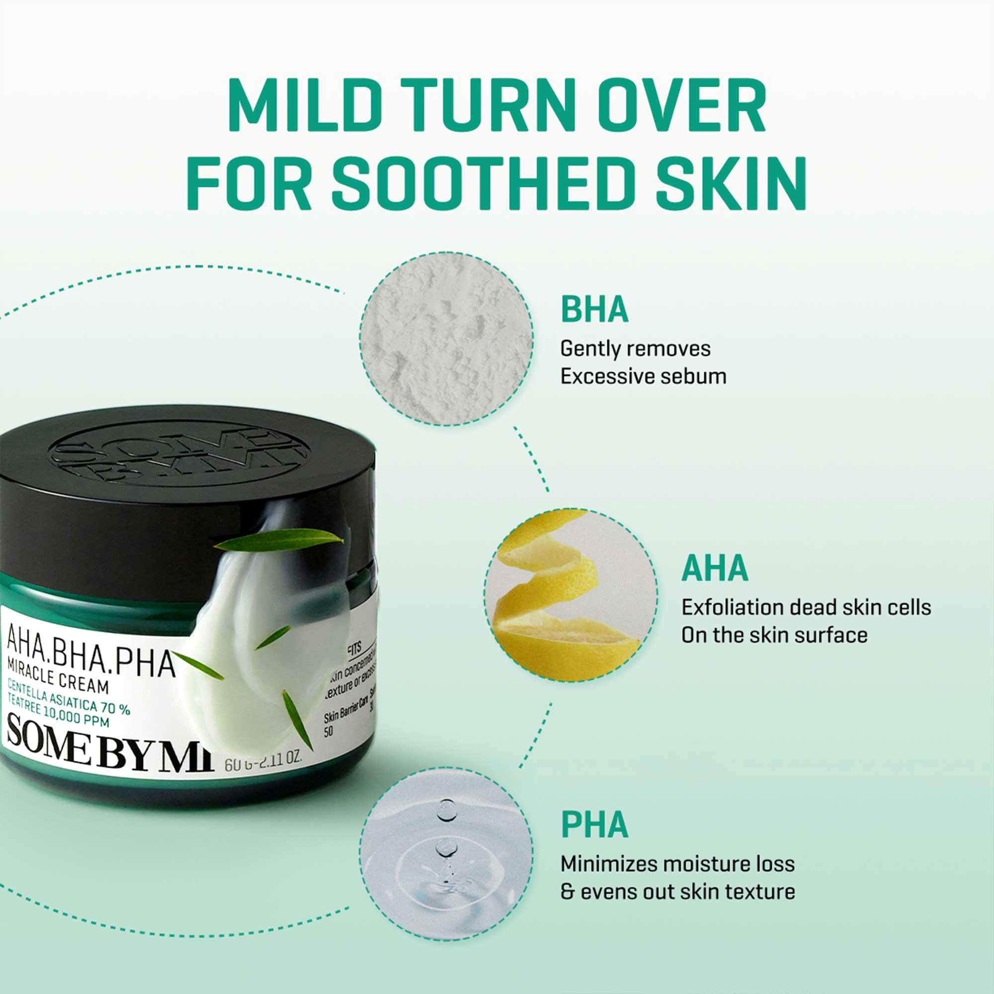 Some By Mi Aha Bha Pha 30 Days Miracle Cream - Pack Of 2 - Mild Exfoliating Korean Moisturizer For Skin Calming And Soothing - D