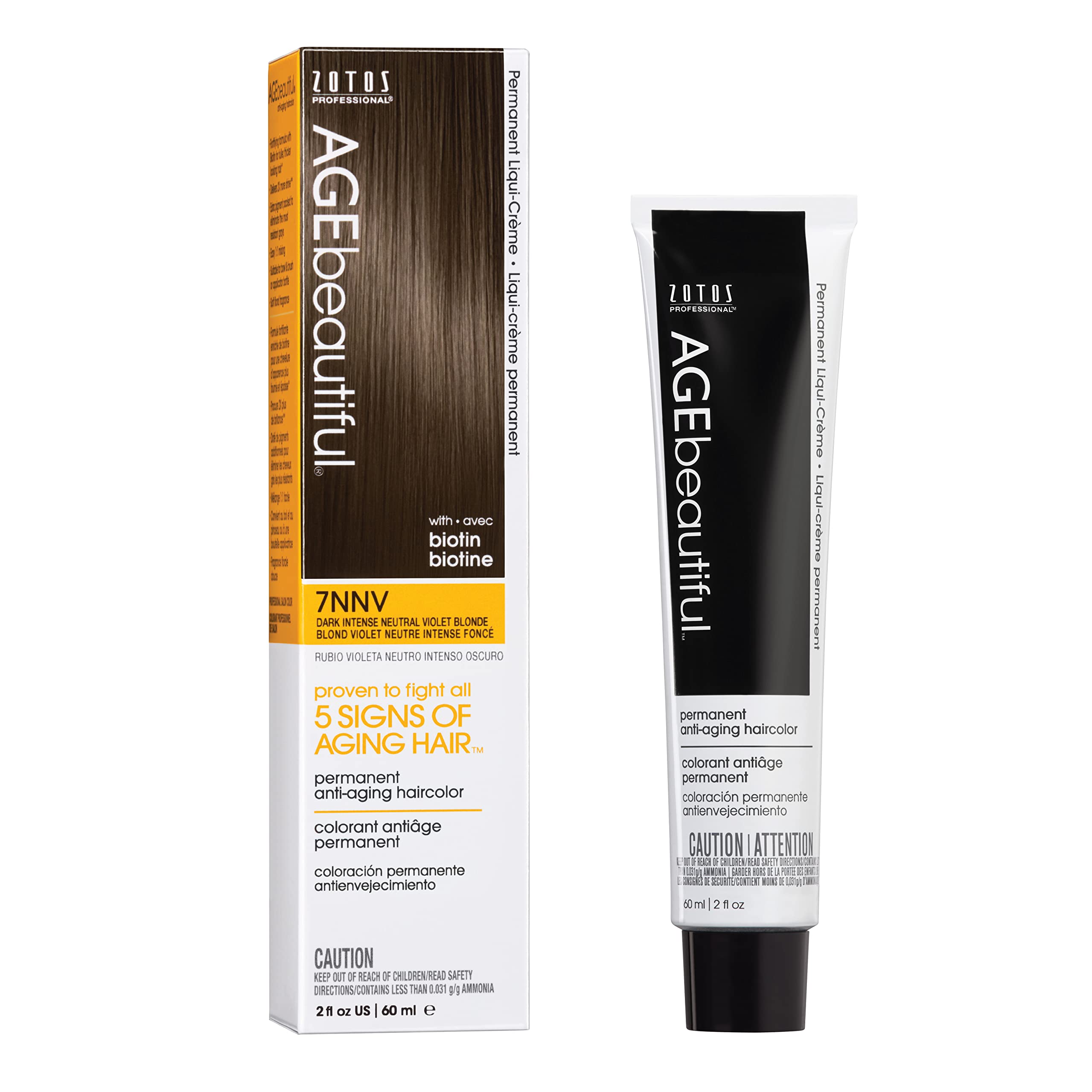 AGEbeautiful Permanent Liqui Creme Hair Color Dye | 100% Gray Coverage | Anti-Aging | Professional Salon Coloring | 7NNV Dark In