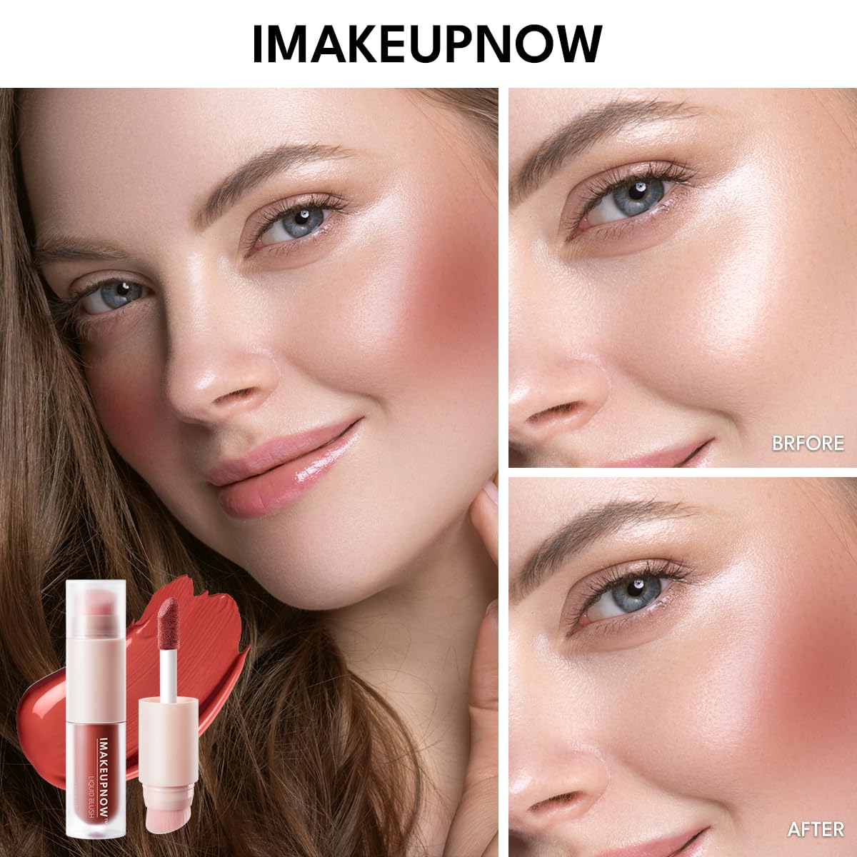 Imakeupnow Liquid Blush Stick For Cheeks Natural Matte Finish Blush Make Up, High Pigment Blush Stick Long-Lasting Dewy Cheek Ti