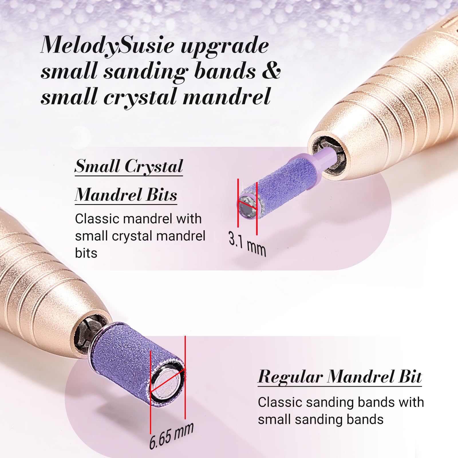 Melodysusie 50 Pcs Nail Drill Bits Small Sanding Bands With 3.1Mm Mandrel Bit, 240 Extreme Fine Grit Nail File For Acrylic Nails