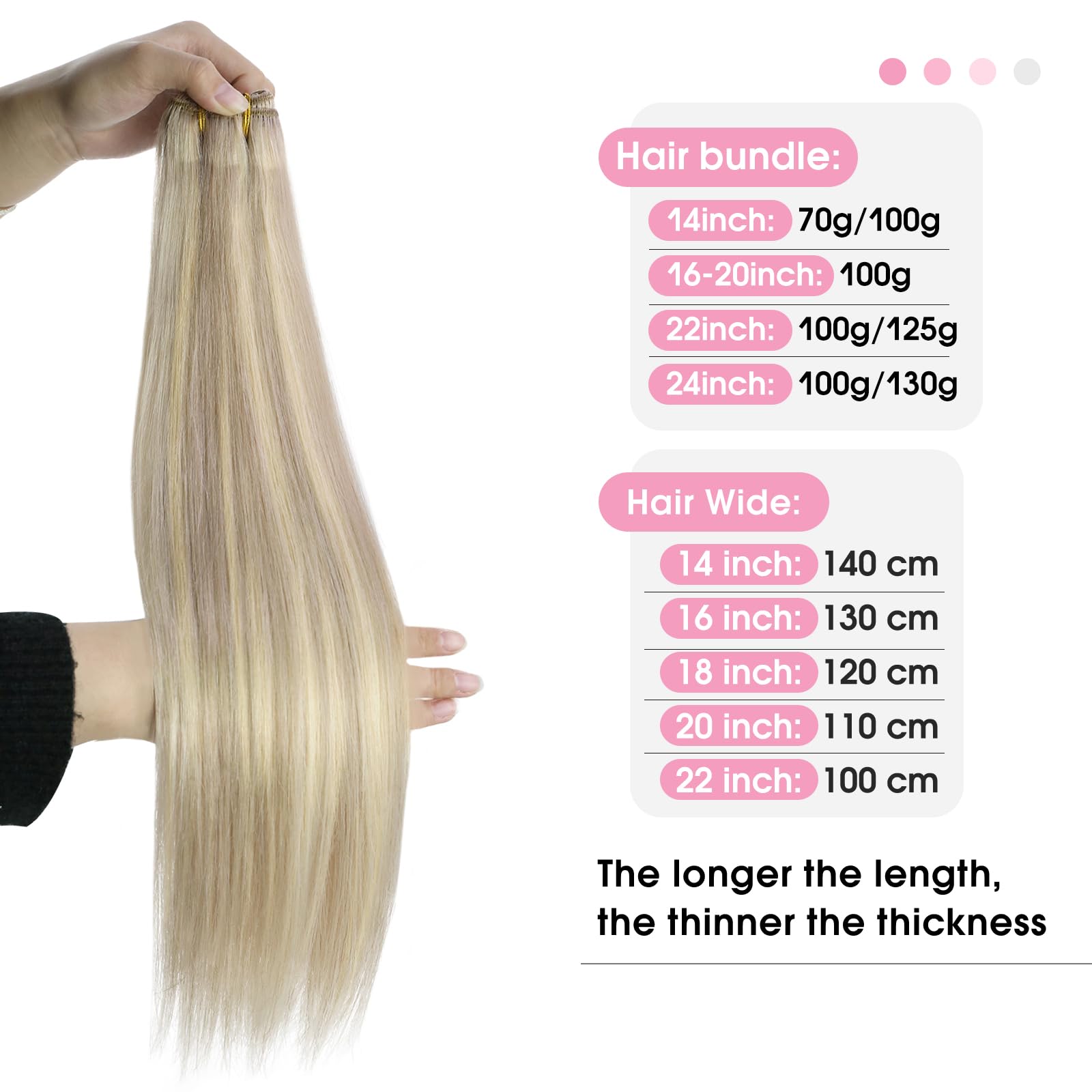 YoungSee Weft Human Hair Extensions, Blonde Highlight Weft Extensions Human Hair, Warm Ash Blonde Highlights Bleach Blonde Sew i