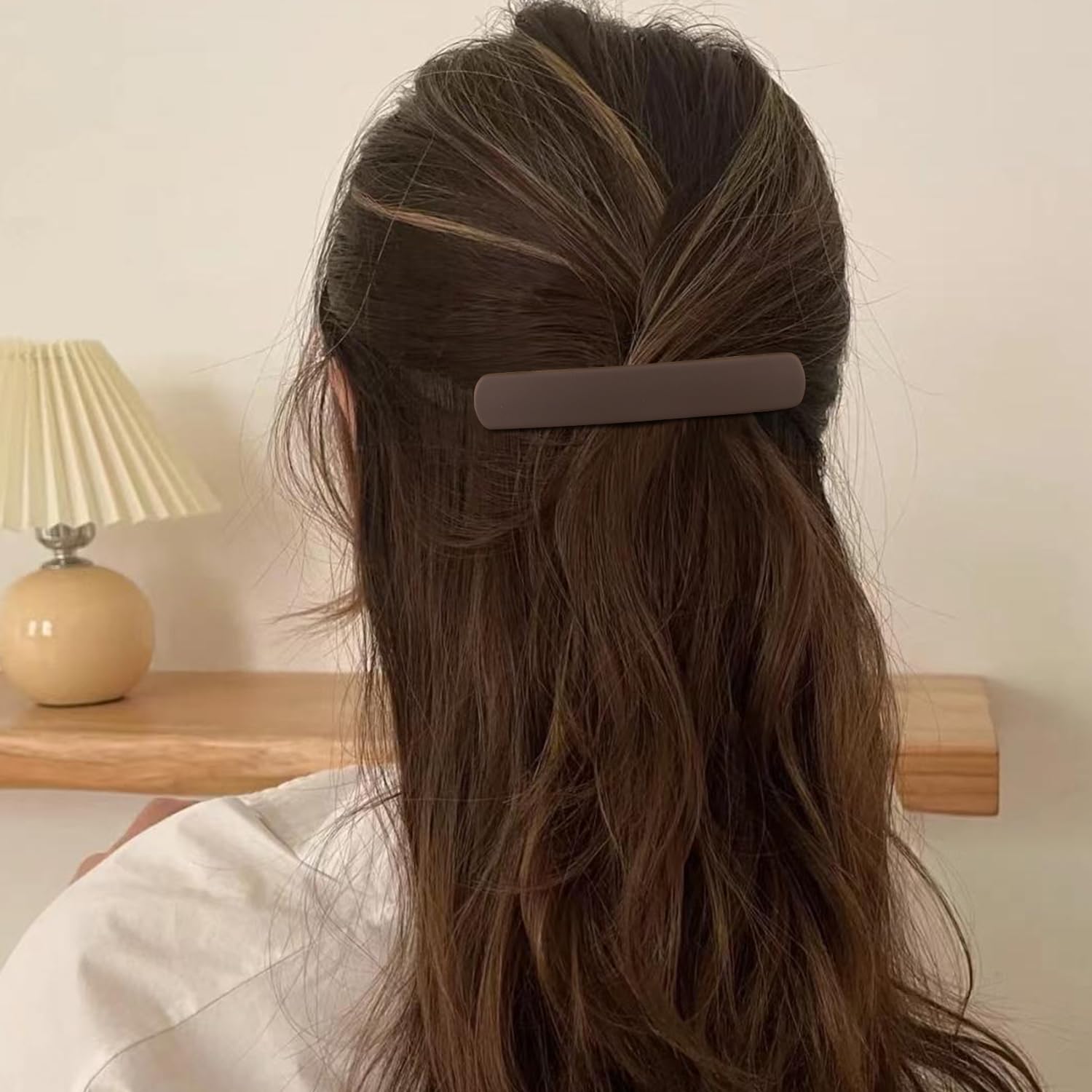 Atoden Women'S Flat Hair Barrettes - 3Pcs Matte French Clips For Thin Fine Or Short Medium Hair, Khaki Brown Black Accessories