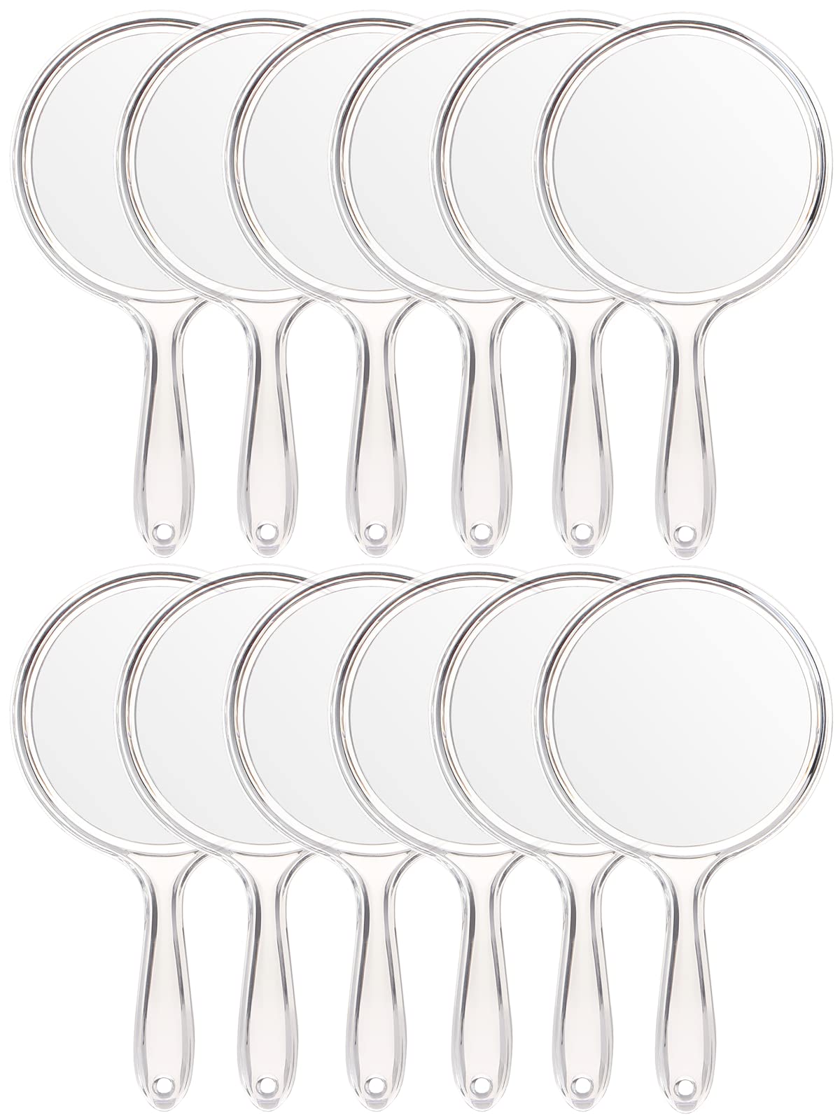 OMIRO Hand Mirror, Double-Sided Handheld Mirror 1X/3X Magnifying Mirror with Handle, Set of 12 (Clear)