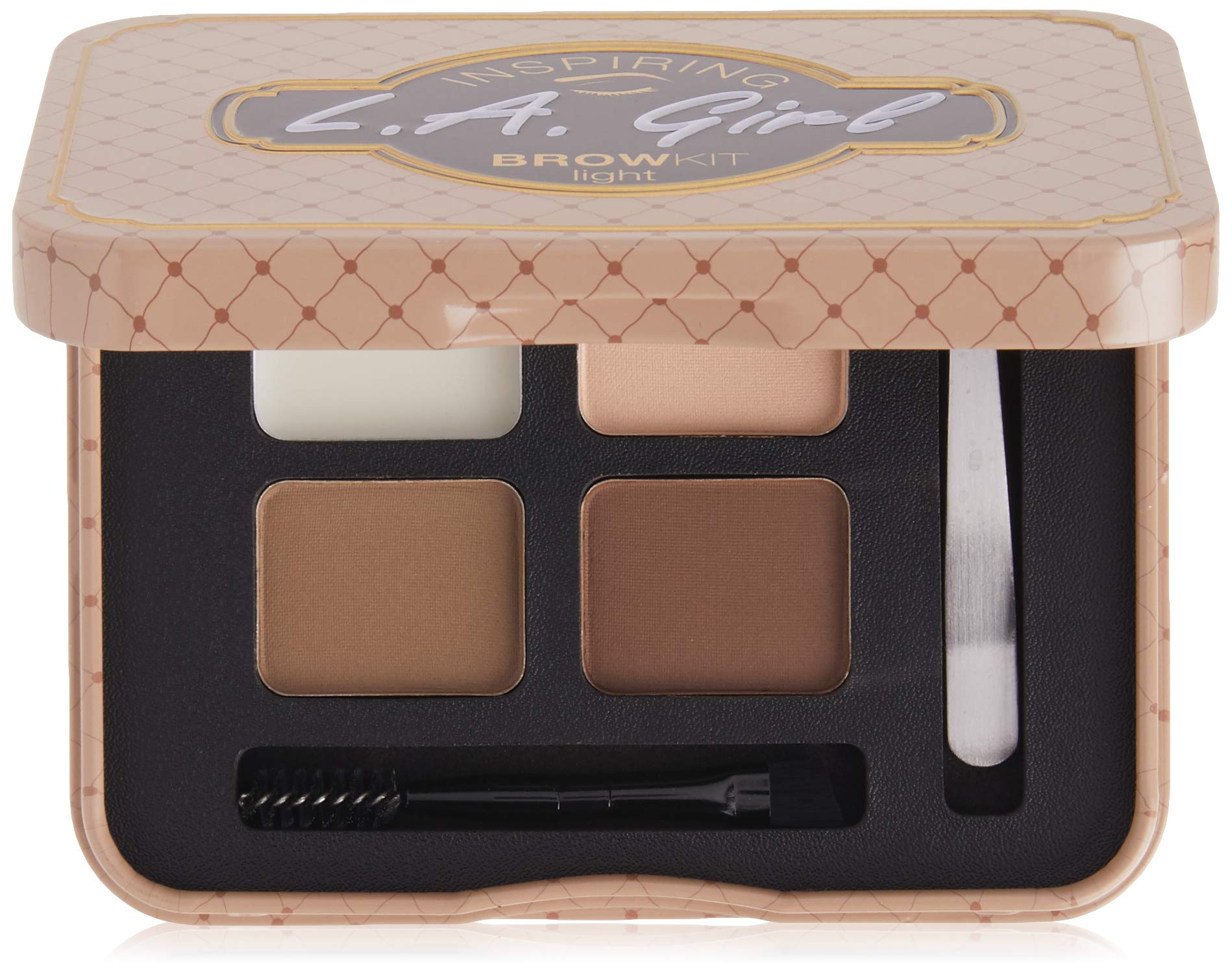 L.A. Girl Inspiring Brow Kit, Light And Bright (Light), Brow Wax 0.035 Oz., Brow Powder 0.15 Oz., Includes Tweezers And Dual End