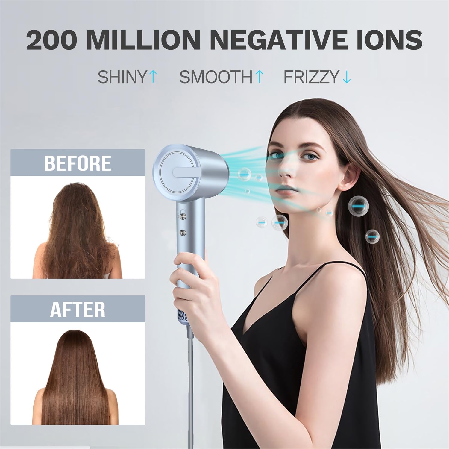 Zqian Beauty Hair Dryer, High-Speed Blow Dryer With 110,000 Rpm Brushless Motor, 200 Million Negative Ionic Hair Dryer, Fast Dry
