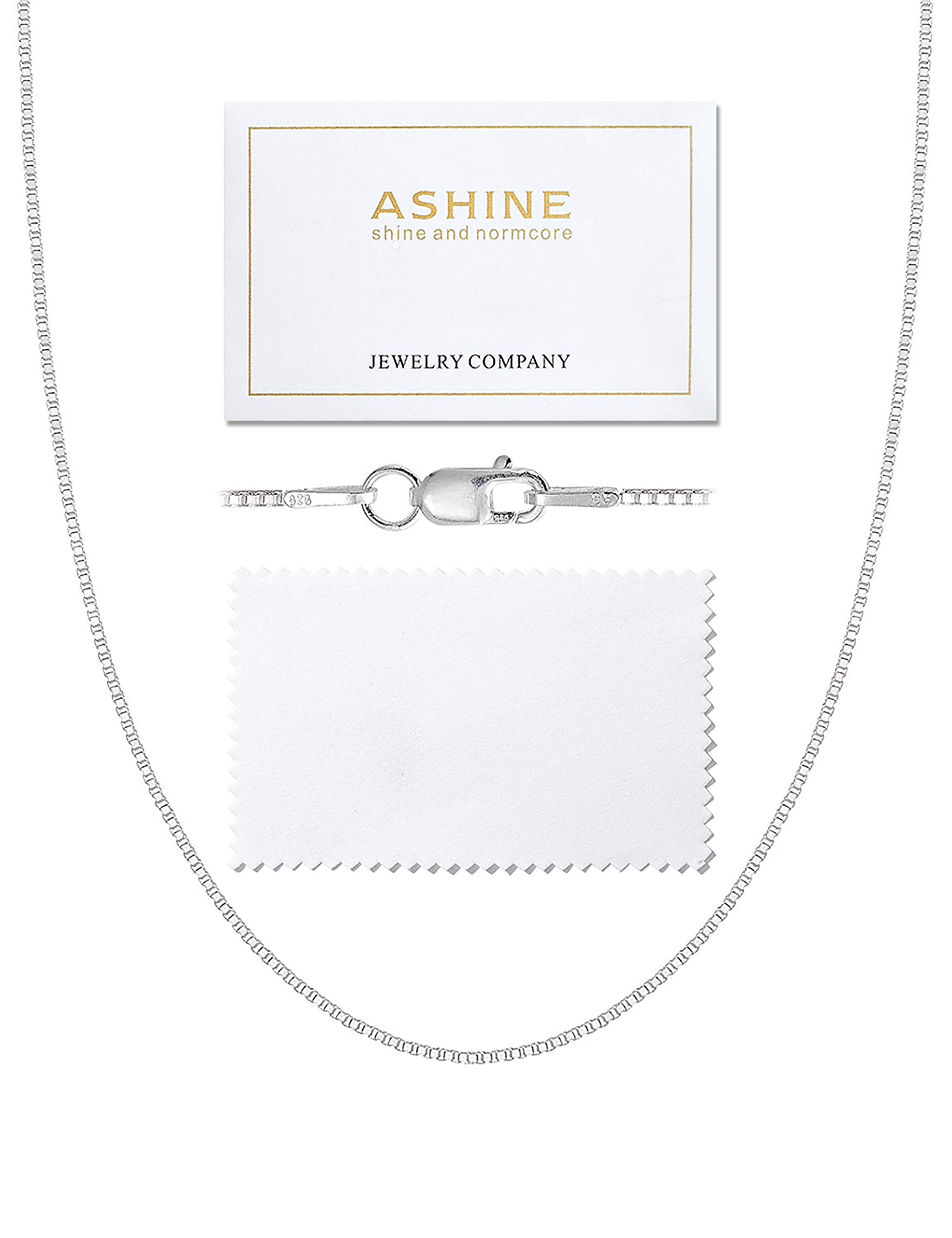 ASHINE Silver Chain Necklace for Women Sterling Silver Chain Silver Chain for Men Chain Necklace (0.8mm Box Chain Lobster Clasp