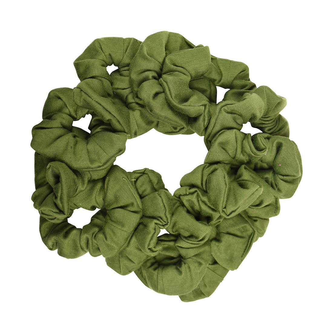 12 Pack Solid Hair Ties Scrunchies (Olive)