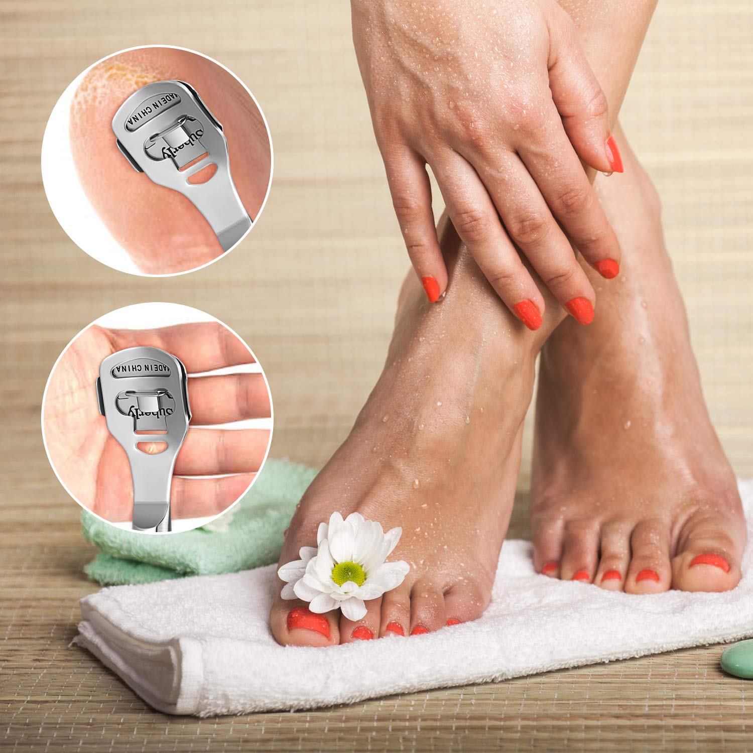 Zhehao Callus Shaver Set - 52 Pieces, Stainless Steel, Silver, Includes 50 Replacement Blades, Foot Care Tools for Hard Dry Skin