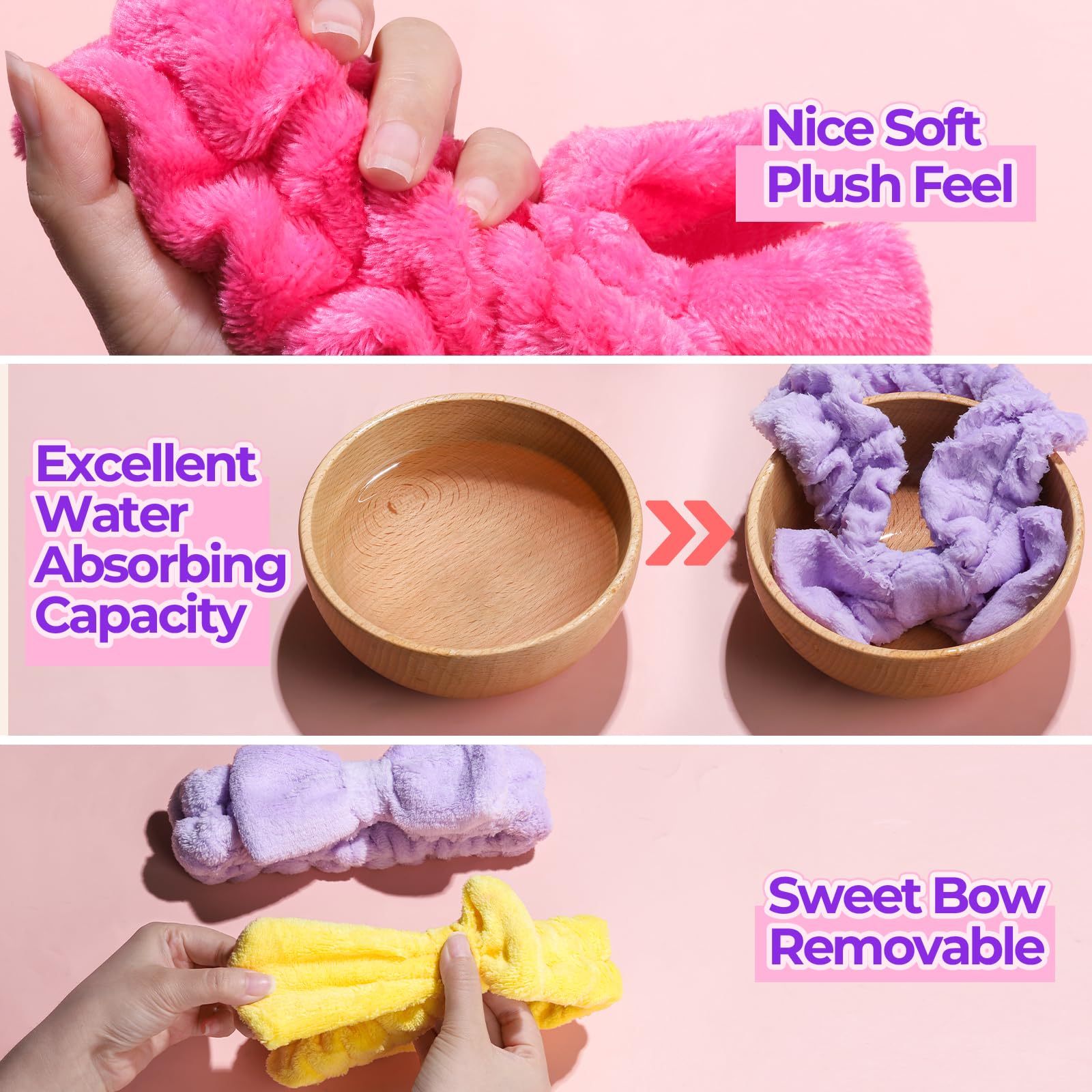 LEOBRO Spa Headband, Makeup and Skincare Headbands, Headband for Washing Face, with Hair Scrunchies, Christmas Gifts for Teens,