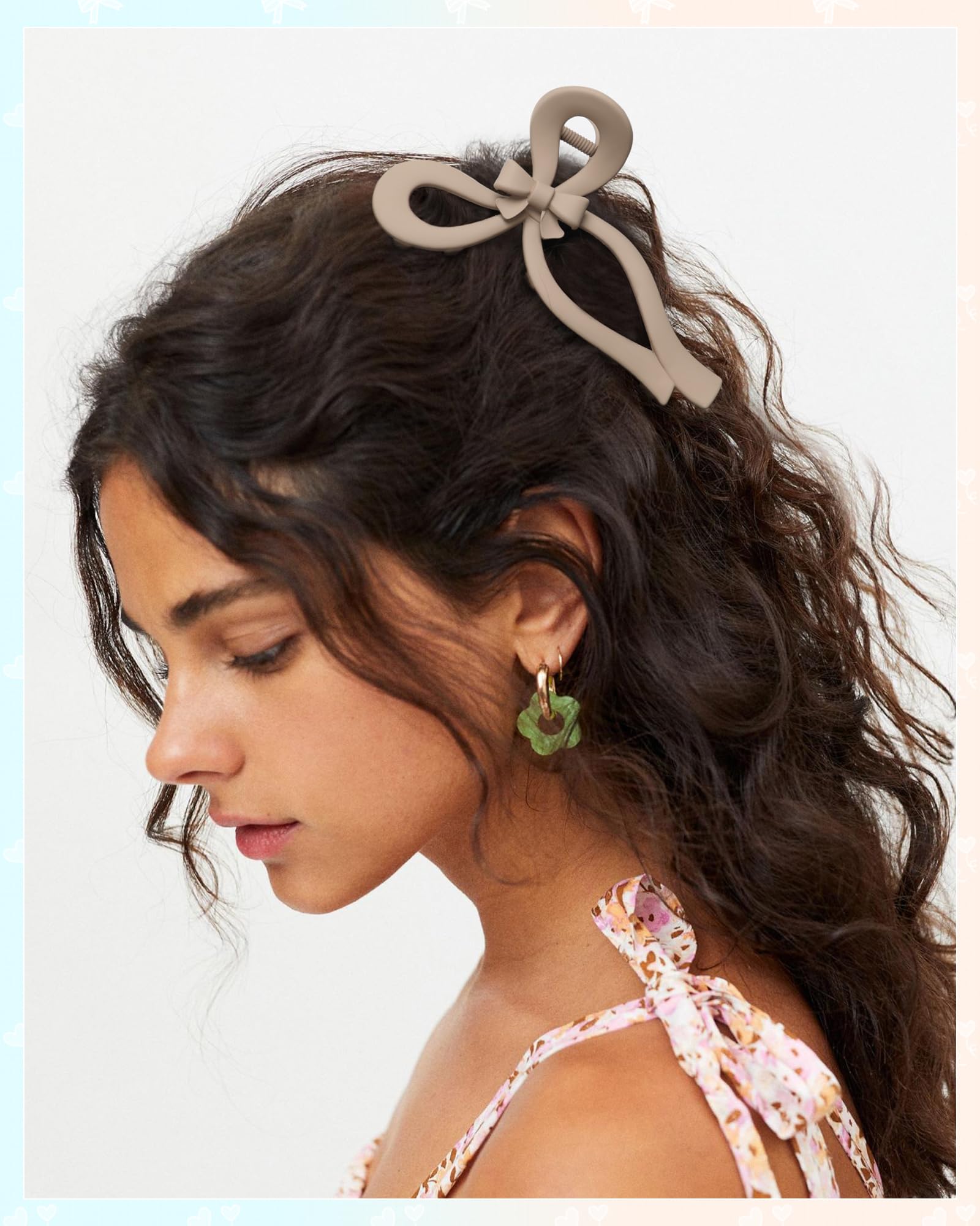 4 Pcs Bow Hair Clips For Women Bow Claw Clip 5'' Large Hair Claw Clips For Thick And Thin Hair Cute Bows Jaw Clip (Mistyrose + G