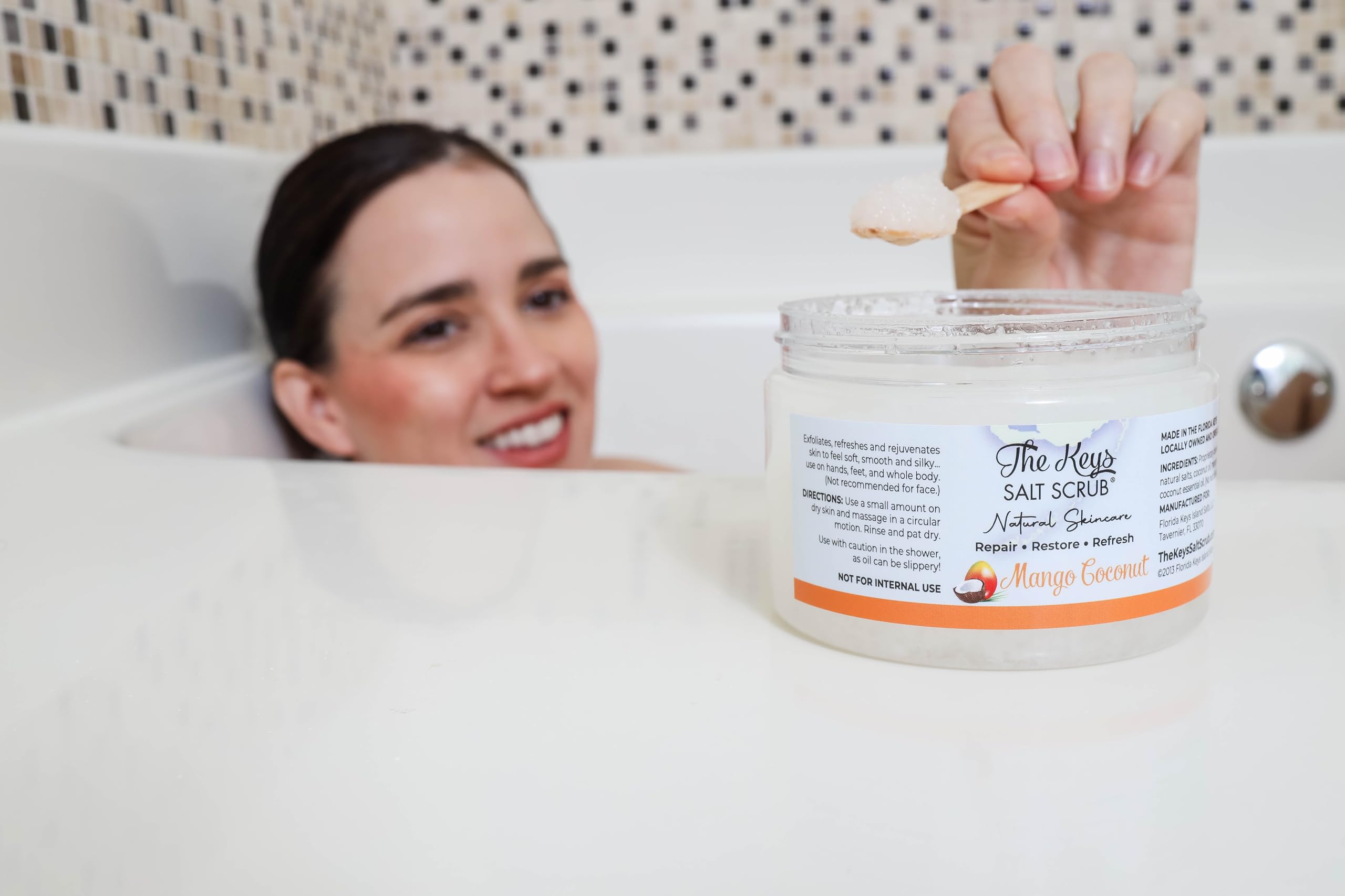 The Keys Salt Scrub Premium Exfoliating Sea Salt Body Skin Scrubs - Made With Pure Florida Sea Salt And Organic Coconut Oil + Wo