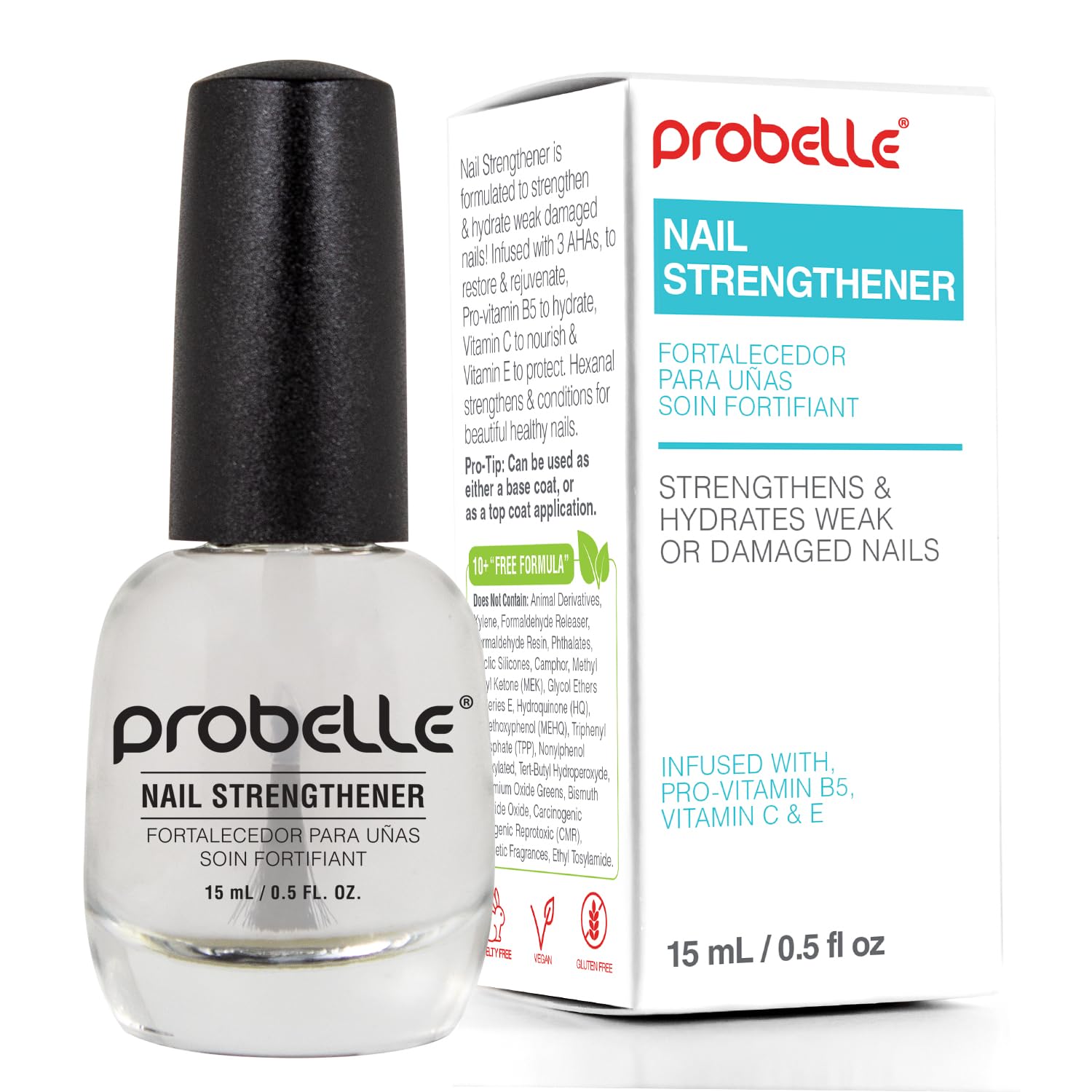 Probelle Nail Strengthener, Nail Strengthening Treatment, Nail Growth and Repair, Stops Peeling, Splits, Chips, Cracks, and Stre