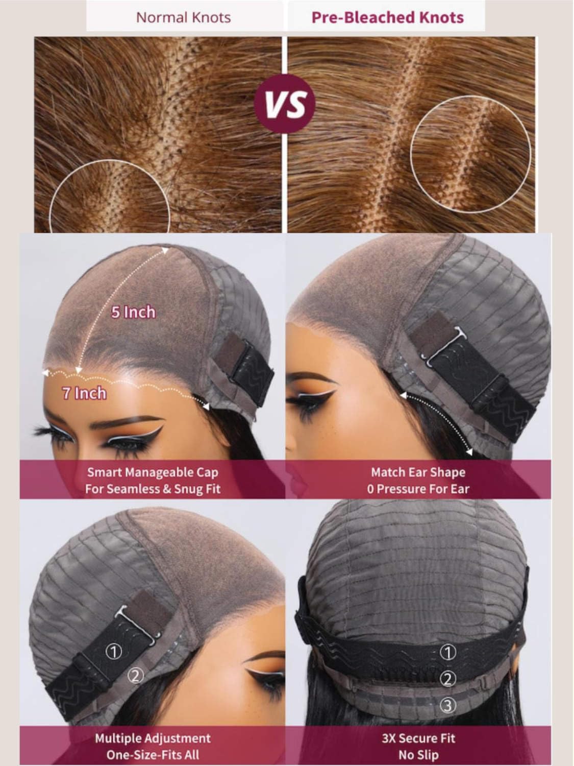 Beauty Forever Bye Bye Knots Glueless Wig Pre Cut 7X5 Honey Blonde Highlight 3D Body Wave Lace Front Wig Human Hair Hd Lace Clos