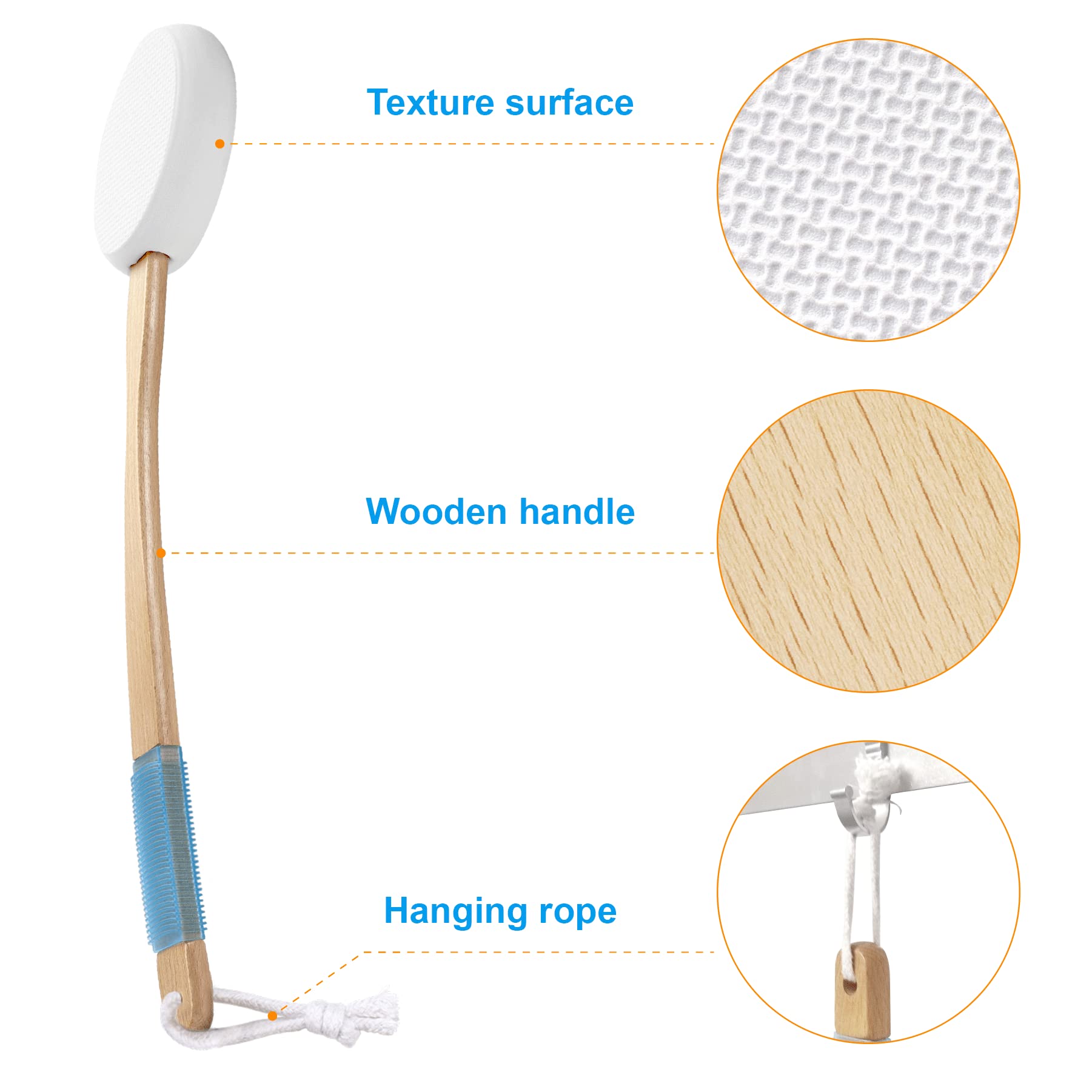 Amazerbath Lotion Applicator For Back, Feet, 4 Replaceable Pads With 1 Long Handled, Apply Cream Medicine Skin Cream Moisturizer