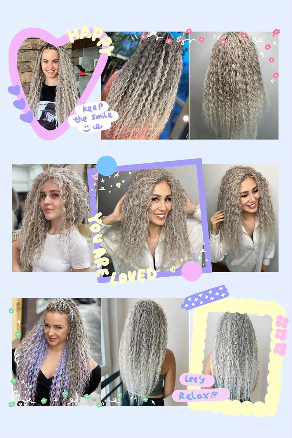 Maysa Ombre Grey Curly Crochet Hair 22Inch 6Packs Ocean Wave Crochet Hair Wavy Synthetic Crochet Hair Ombre Chocolate Brown Mix