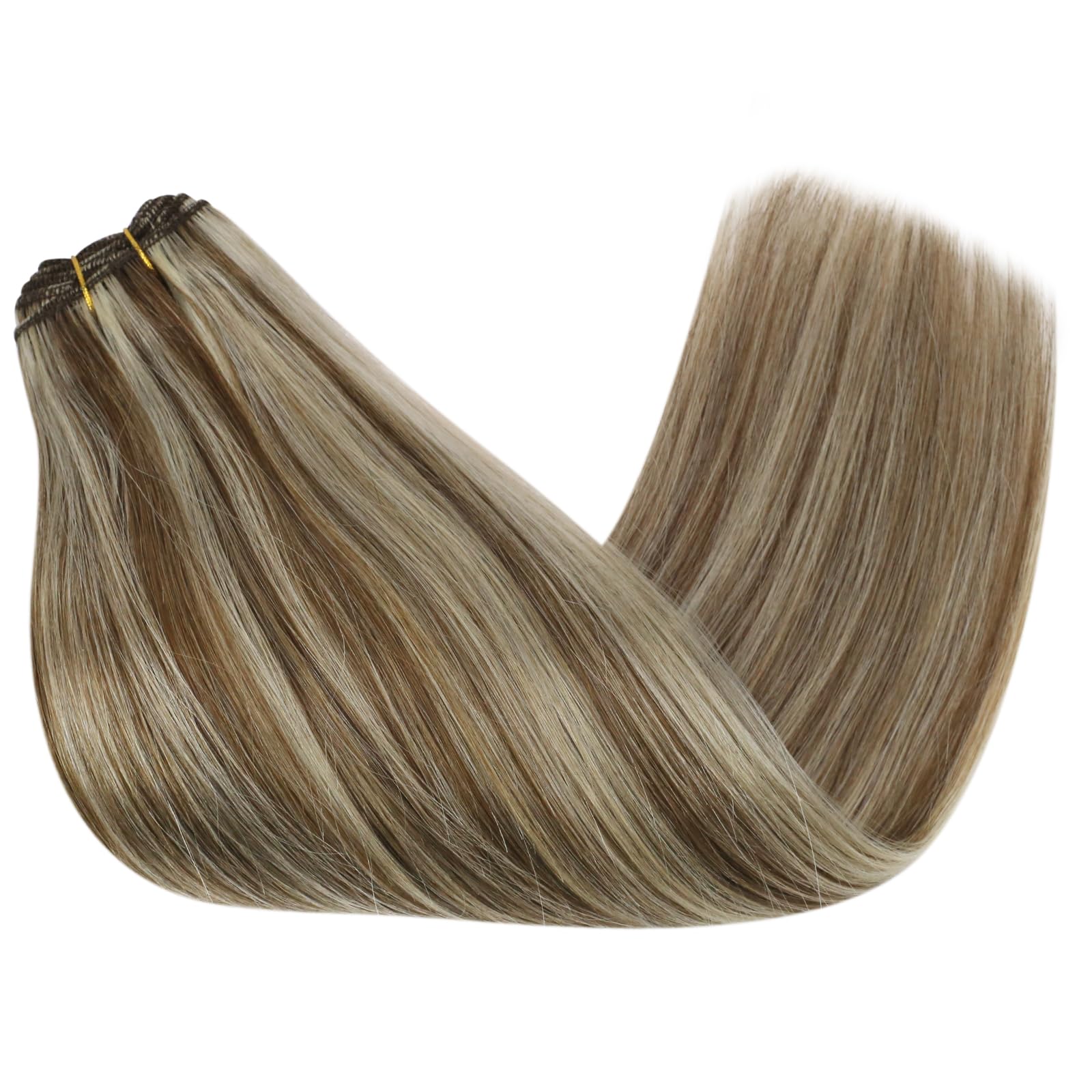 Sunny 24Inch Weft Hair Extensions Human Hair Highlights Hair Extensions Sew In Real Human Hair Brown Blonde Sew In Weft Hair Ext