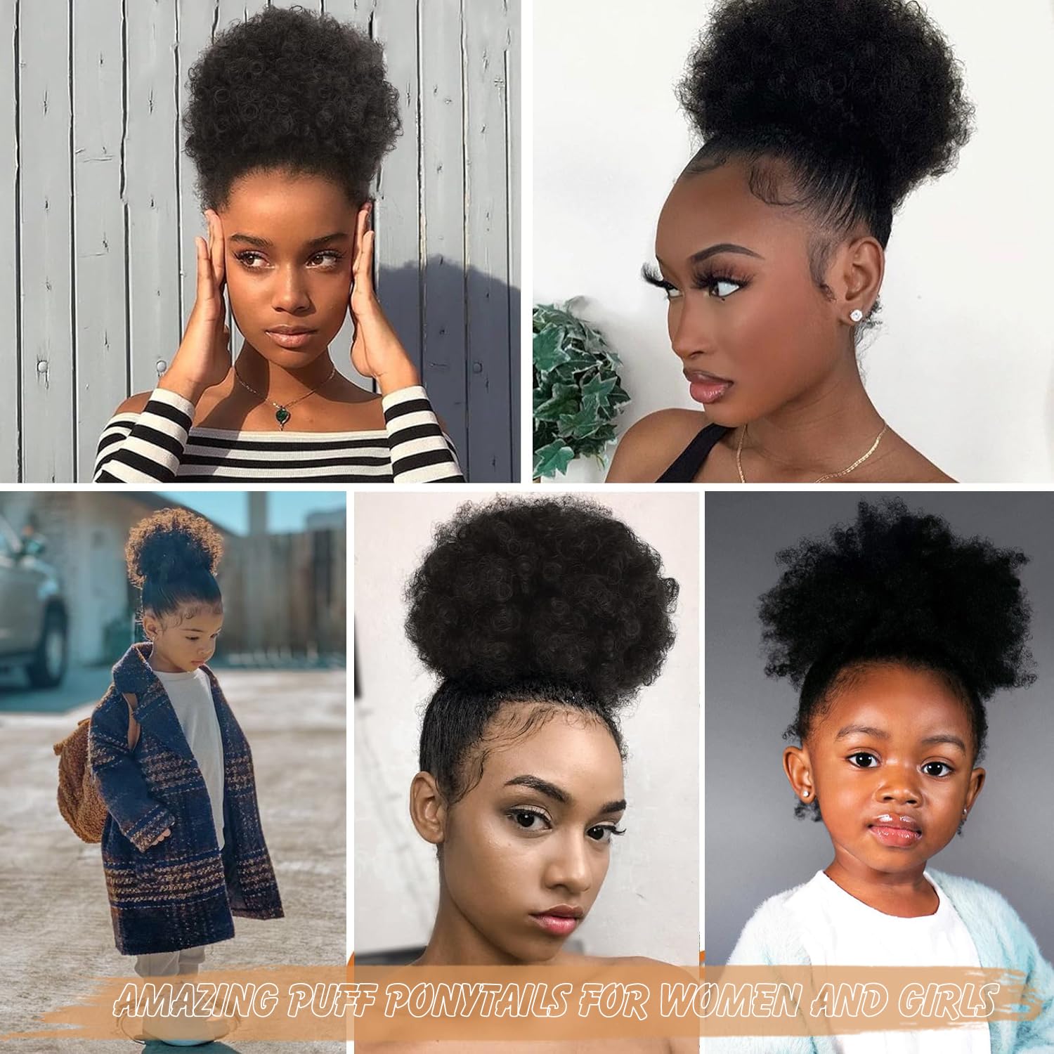 Aisi Queens Afro Puff Drawstring Ponytail Kinky Coily Curly Ponytail Wig Clip In Piece For Black Women And Kids Synthetic (Mediu