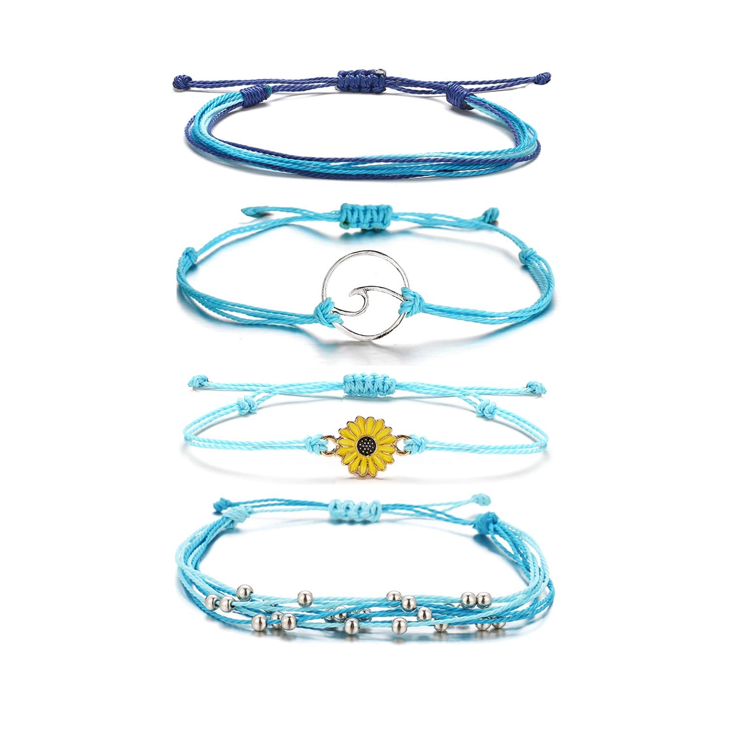 Long tiantian Blue Friendship Bracelets for Women Gifts Trendy Stuff Friendship Bracelets Waterproof Summer Ankle Bracelets Outf