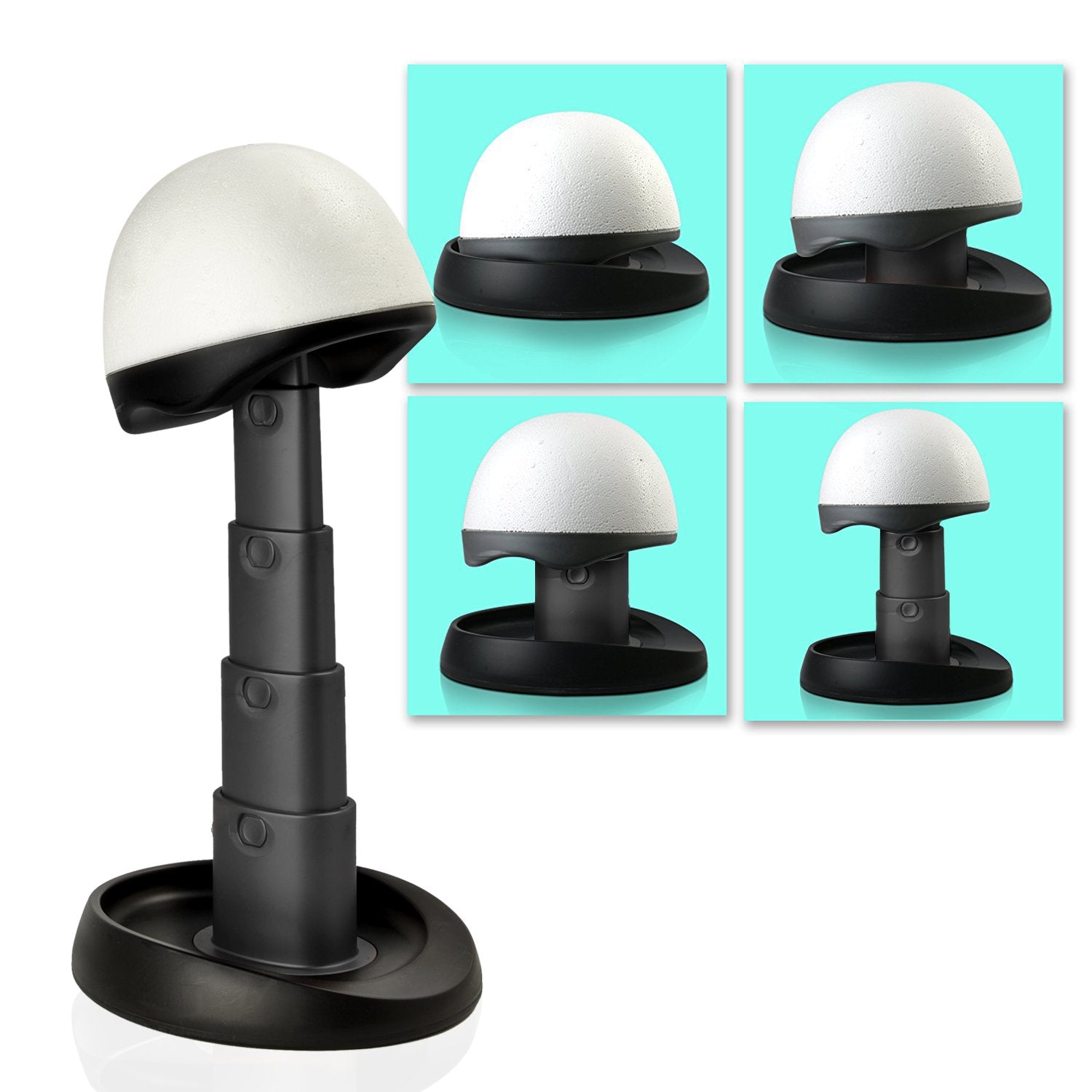 Wig Travel Case - 8-12 High Wig Box with Collapsible Wig Stand - Dome Foam Wig Head Stand in Zipper Carrying Case w/ Handle for 