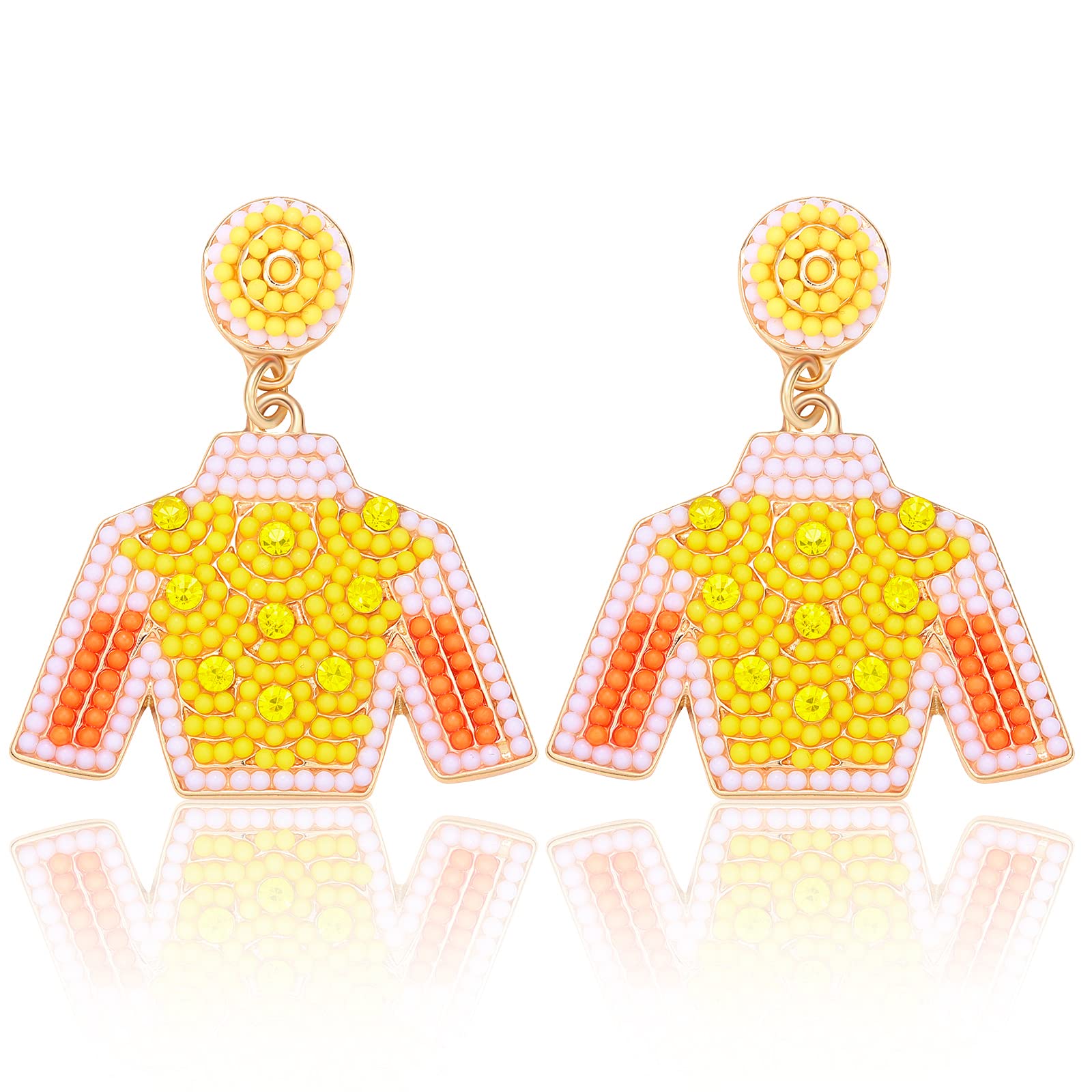 HZEYN Derby Earrings Beaded Kentucky Derby Riding Suit Earrings Jockey Jacket Race Day Earrings Horse Racing Fan Jewlery Gifts(Y