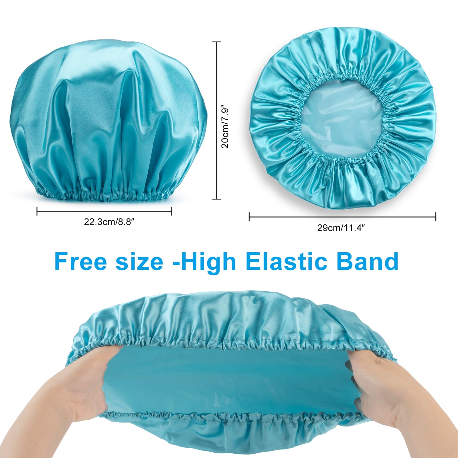 Amazerbath Shower Caps For Women Reusable Waterproof, 4 Pack Women Shower Caps Reusable Eva Hair Cap For Shower Double Protectio