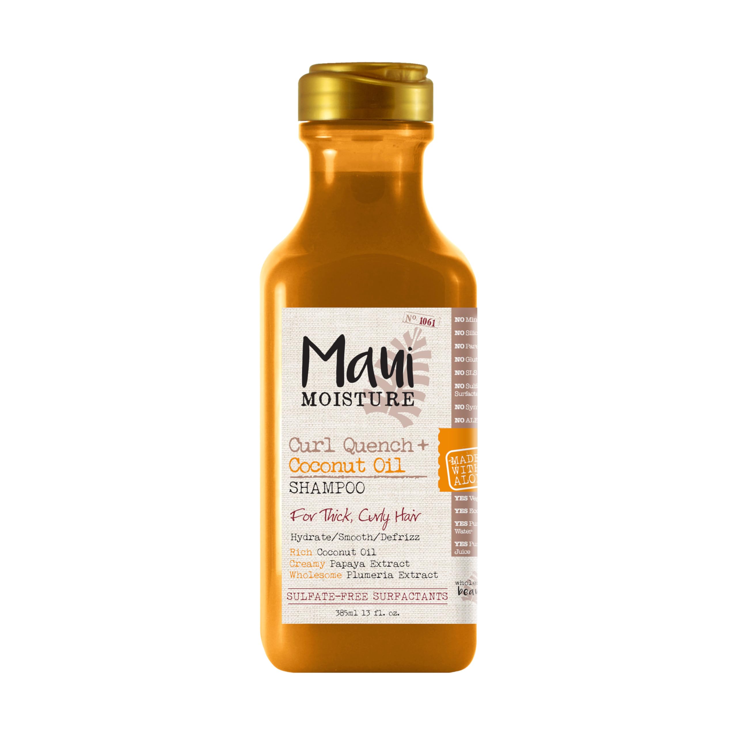 Maui Moisture Curl Quench + Coconut Oil Curl-Defining Anti-Frizz Shampoo to Hydrate and Detangle Tight Curly Hair, Softening Sha