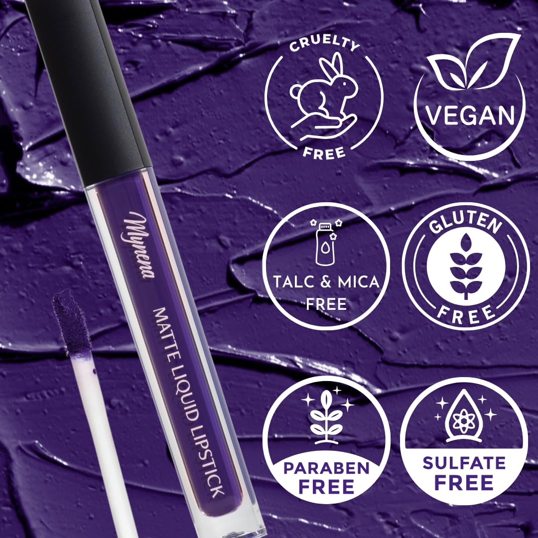 Mynena Long-Lasting Matte Liquid Lipstick | Intense Color, Smudge-Proof & Waterproof | Comfortable, Hydrating Shea Butter | Vega