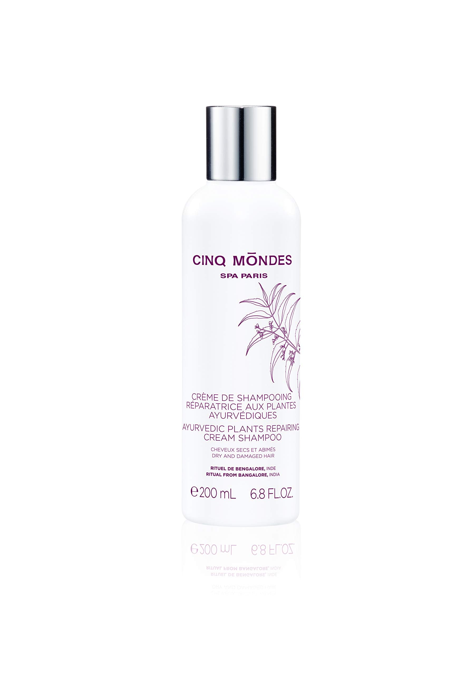 Cinq Mondes Ayurvedic Plants Repairing Cream Shampoo 6.8oz- Natural Sulfate-Free Cream - Restore Dry And Damaged Hair With Amla 