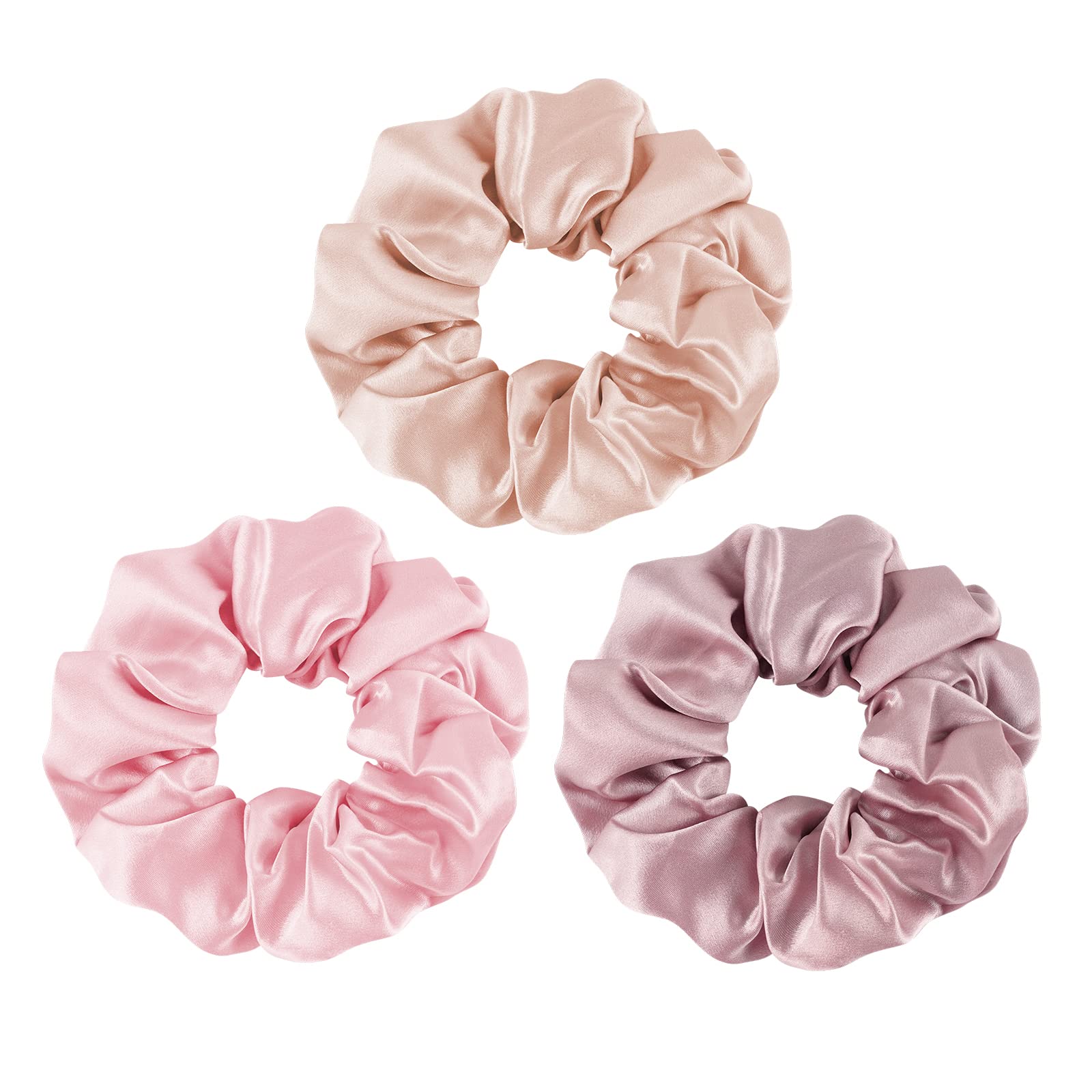 OLESILK 100% Silk-Scrunchie for Women, Silk-Hair-Scrunchies for Curly Hair, Silk Hair Ties, Elastics Ponytail Holder, 3 Piece