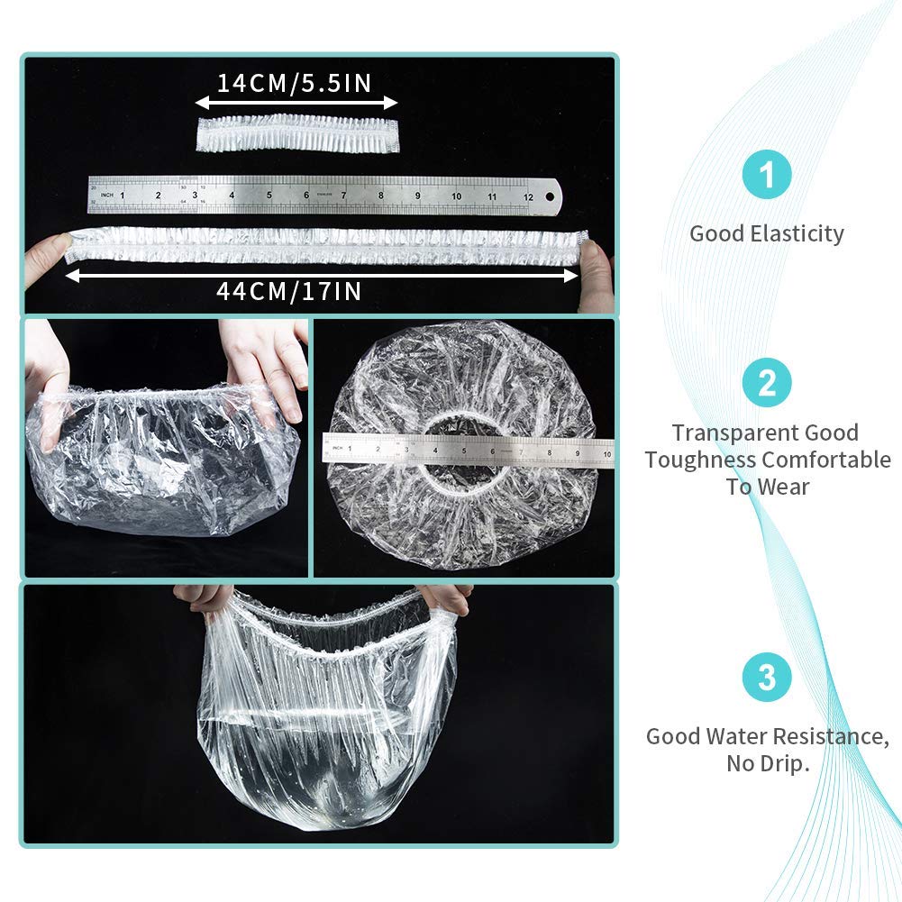 30Pcs Disposable Shower Caps - Multi-Purpose Thickening Elastic Bath Cap Plastic Waterproof Clear Shower Cap Bath Shower Caps Wo