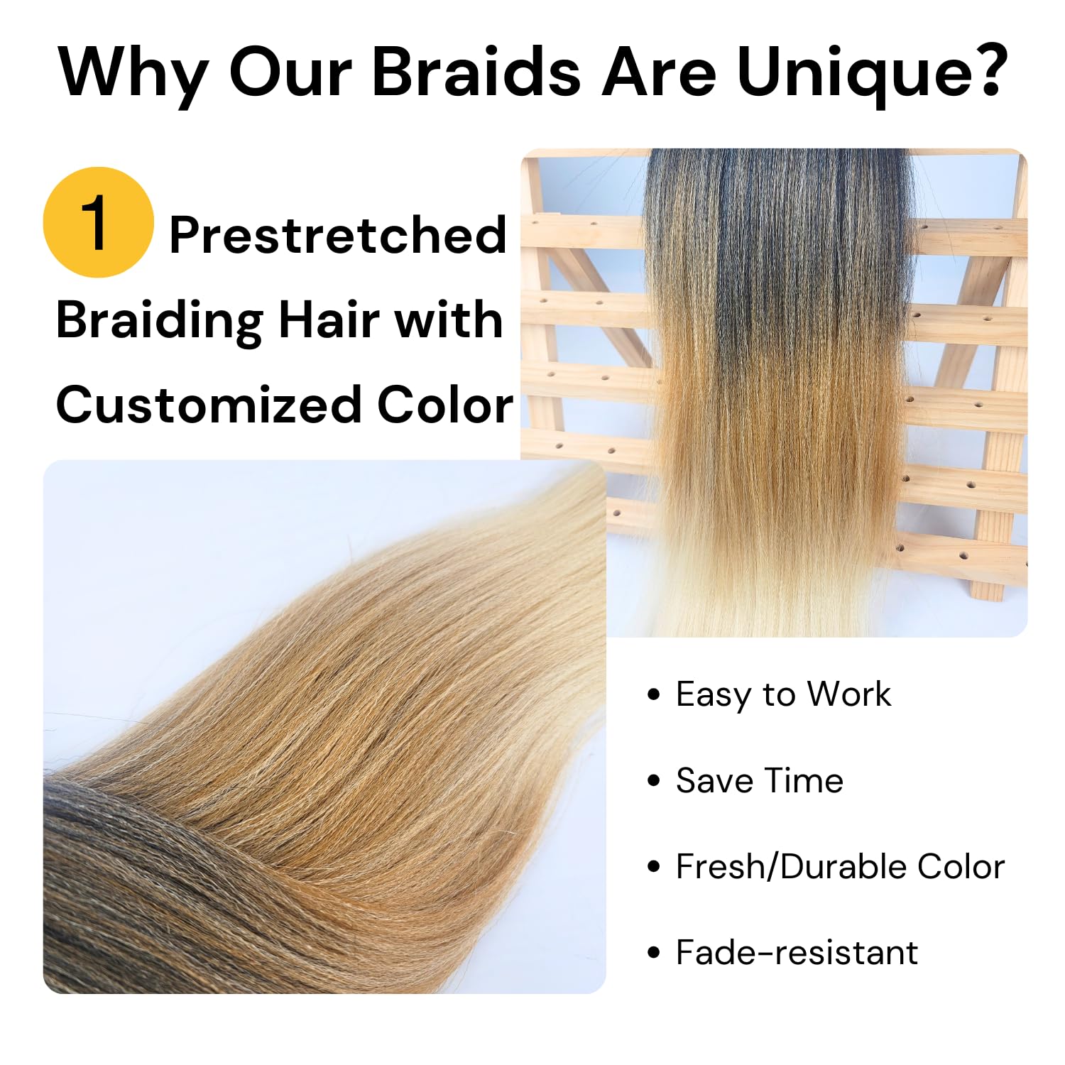 Ombre Brown Braiding Hair ez braid pre stretched braiding hair Extensions for Knotless Box Braids 3 Packs