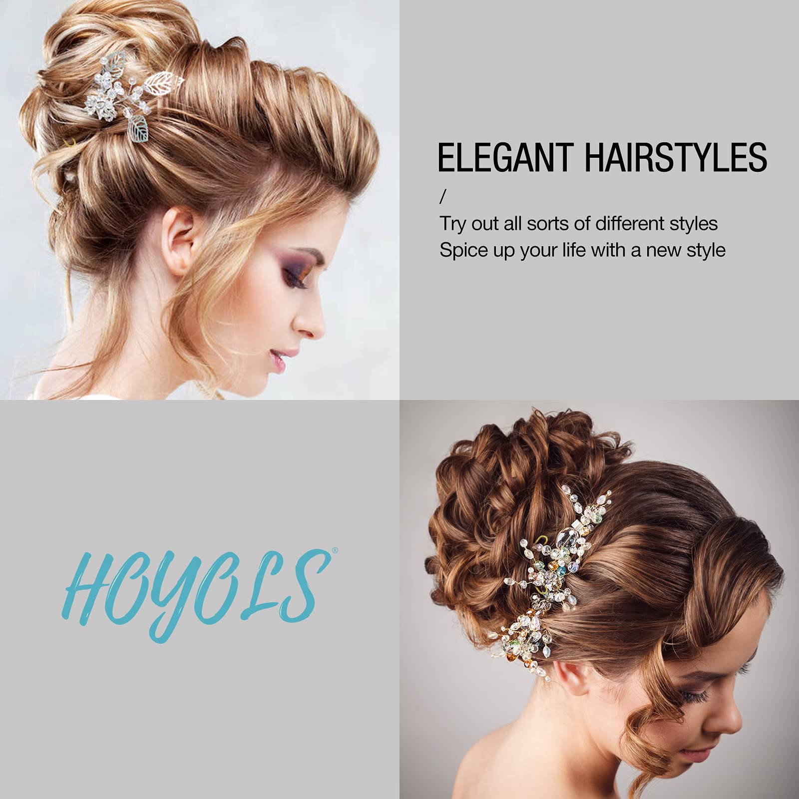 Hoyols U Shaped Hair Pins Blonde, U Shape Bobby Pins Metal Curved Curly Waved Bun Clips Hairpin for Buns Women Girls Grips Hairs