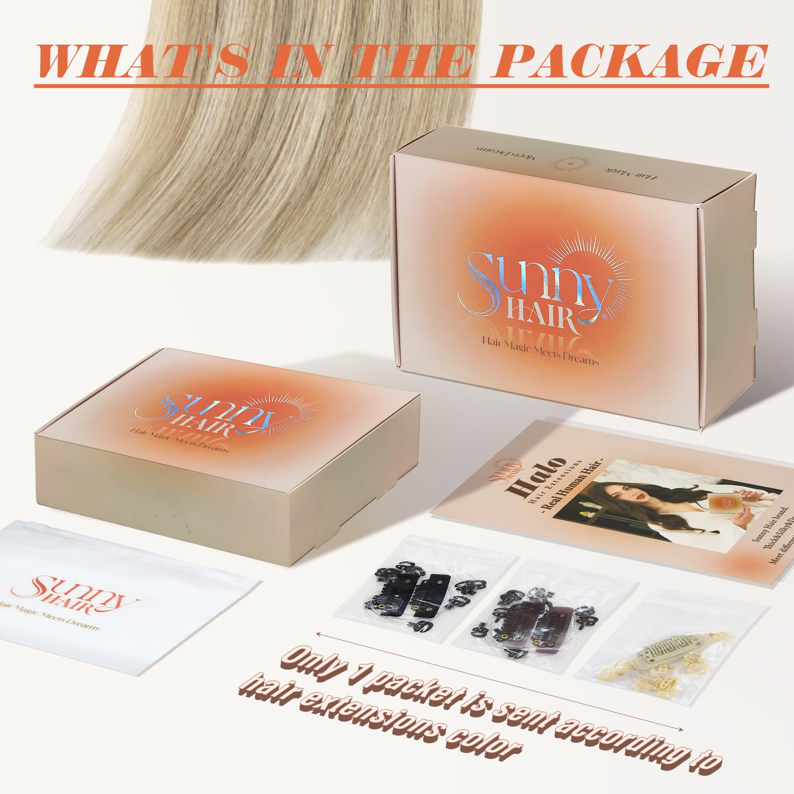 Sunny Wire Hair Extensions Real Human Hair Fish Line Human Hair Extensions Invisible Wire Extensions Lightest Brown with Platinu