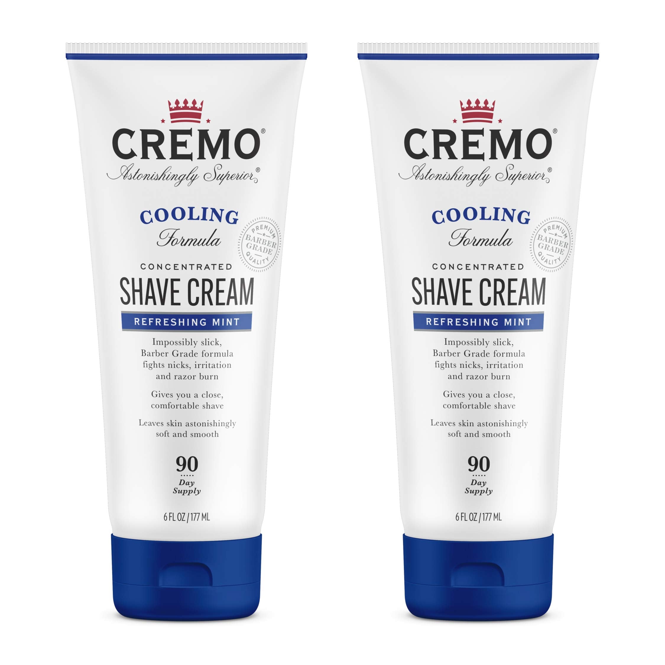 Cremo Barber Grade Cooling Shave Cream, Astonishingly Superior Ultra-Slick Shaving Cream Fights Nicks, Cuts And Razor Burn, 6 Fl