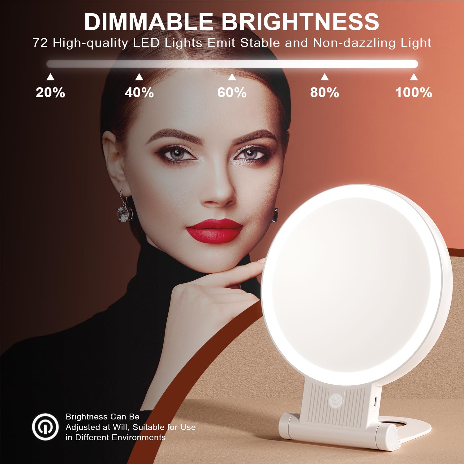 Auxmir 1X/20X Magnifying Mirror with Light, Double Sided Makeup Mirror with Adjustable Folding Handle, 2000mAh Rechargeable Vani