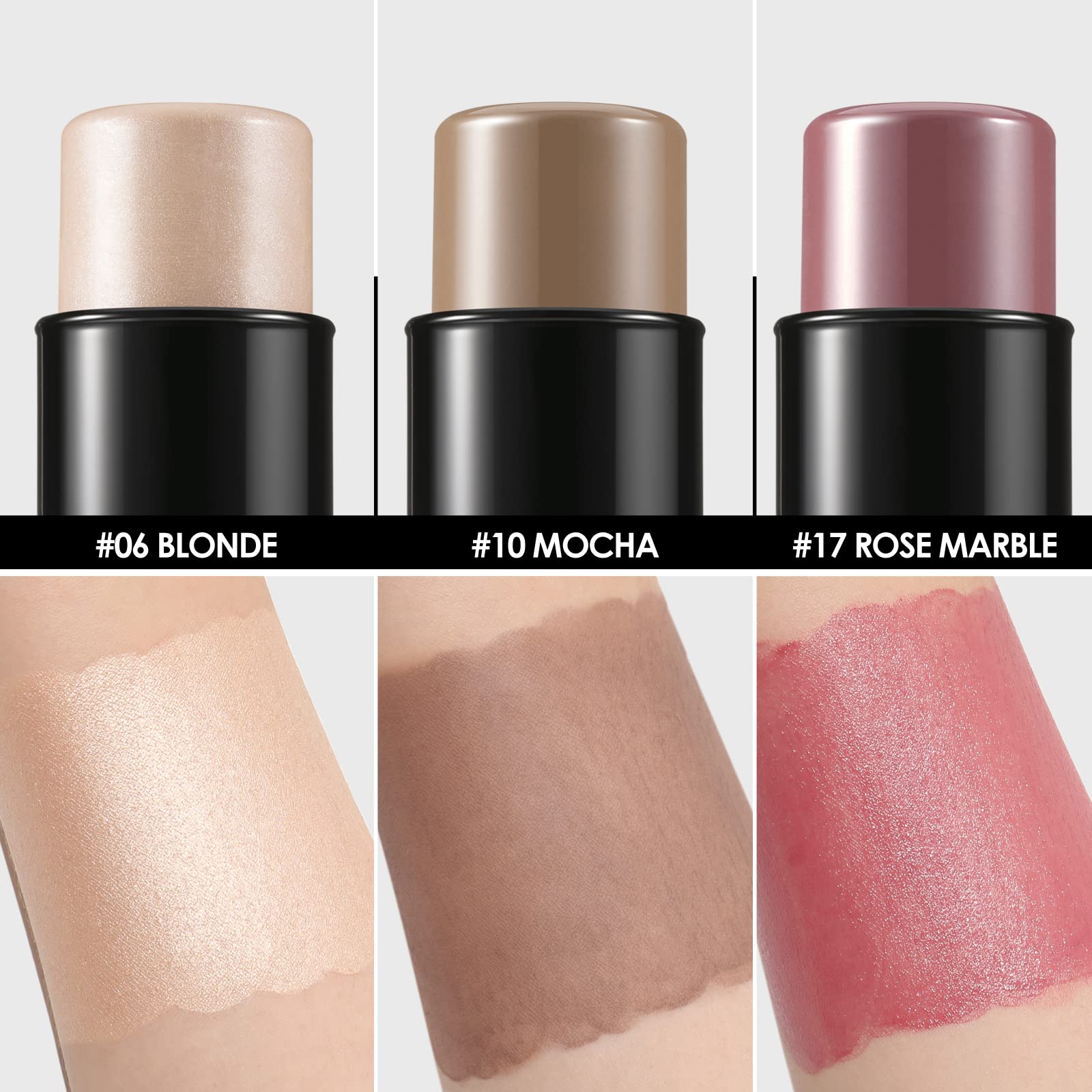 Focallure 3 Pcs Cream Contour Sticks,Shades With Highlighter & Bronzer & Blush,Non-Greasy And Waterproof Contouring Pen,Easy To