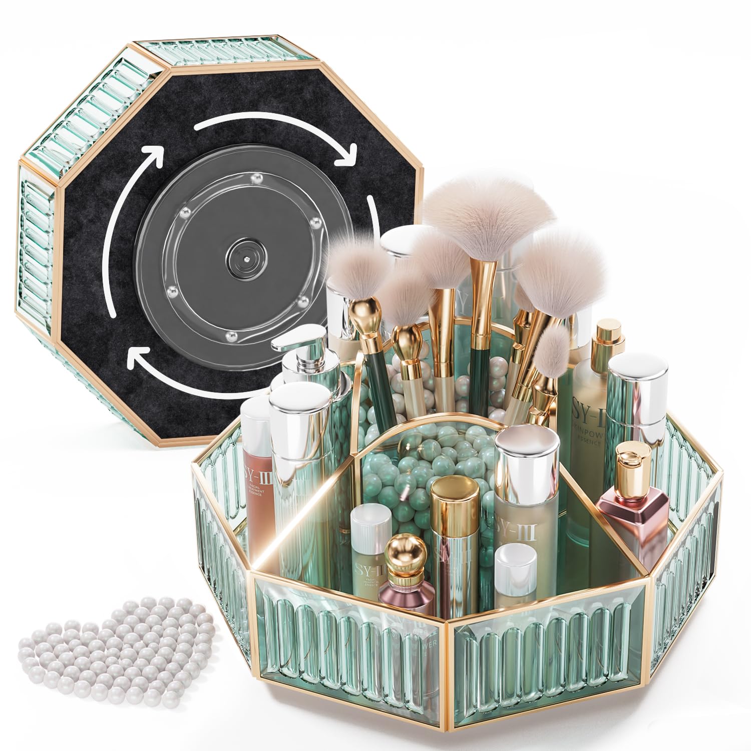 Coralhouse Rotating Makeup Organizer Makeup Organizer Countertop High Hardness Glass Cosmetic And Skincare Organizer,Bathroom Co