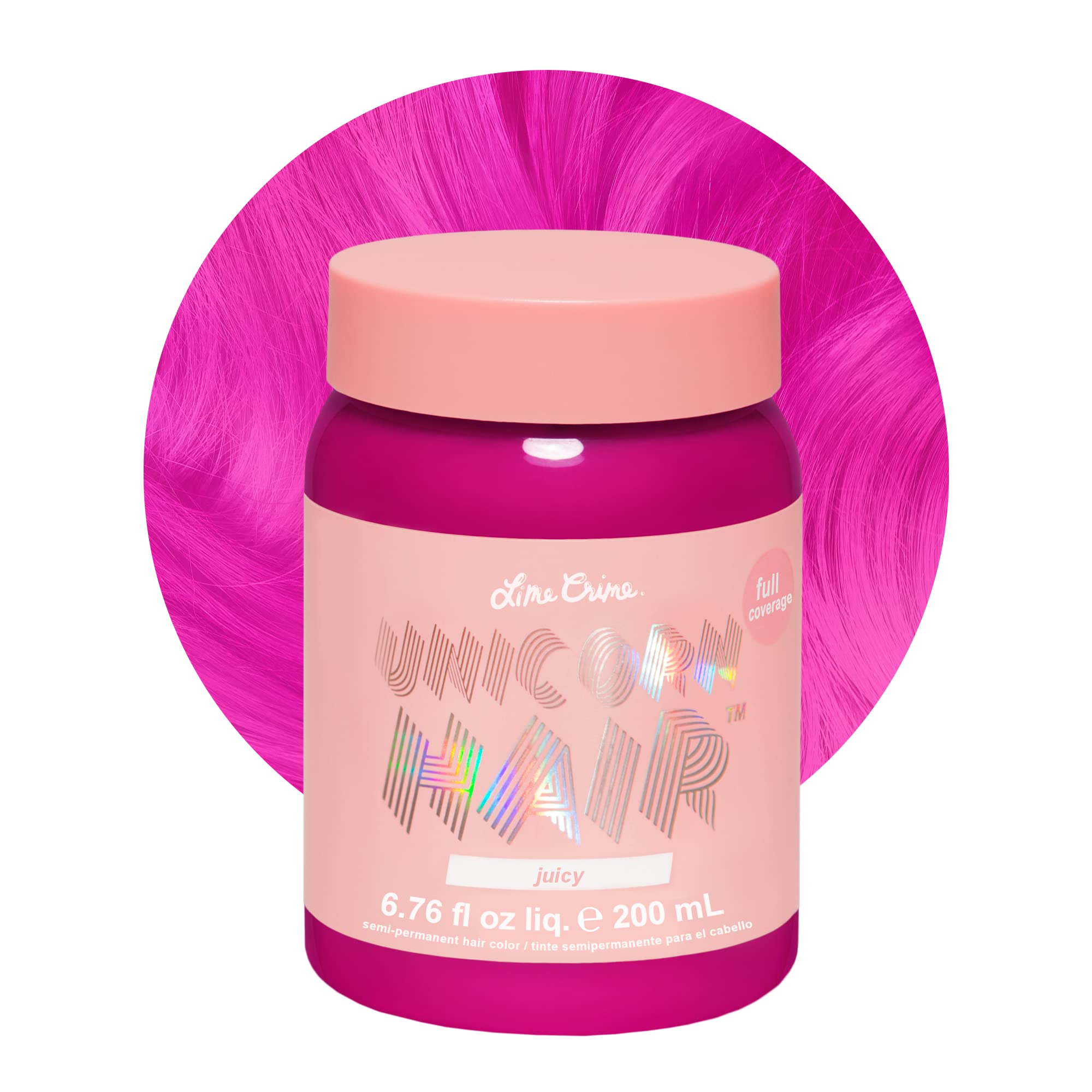 Lime Crime Full Coverage Unicorn Hair Dye, Juicy - Damage-Free Semi-Permanent Hair Color Conditions & Moisturizes - Temporary Ha