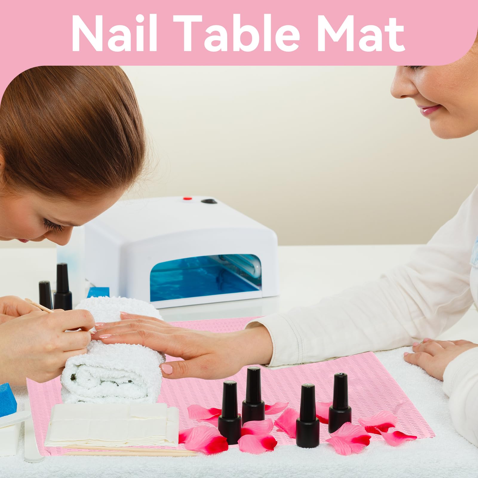 125Pcs Nail Art Table Mat, Pink Disposable Waterproof Nail Paper Towels Dental Bibs Tattoo Supplies For Manicure, Nail Salon, Be